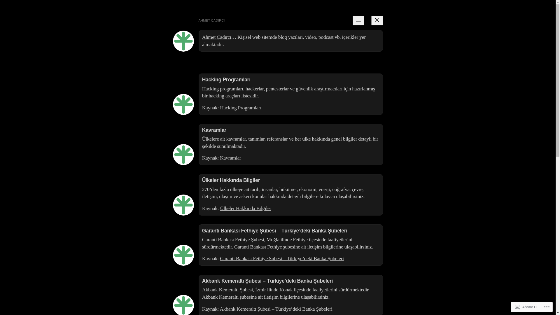 website screenshot of https://cadirciahmet.wordpress.com/