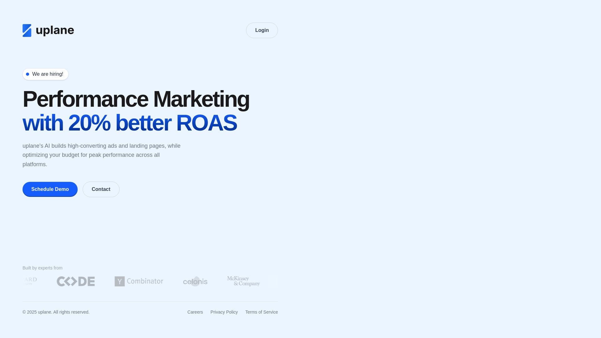 website screenshot of https://tryuplane.com/