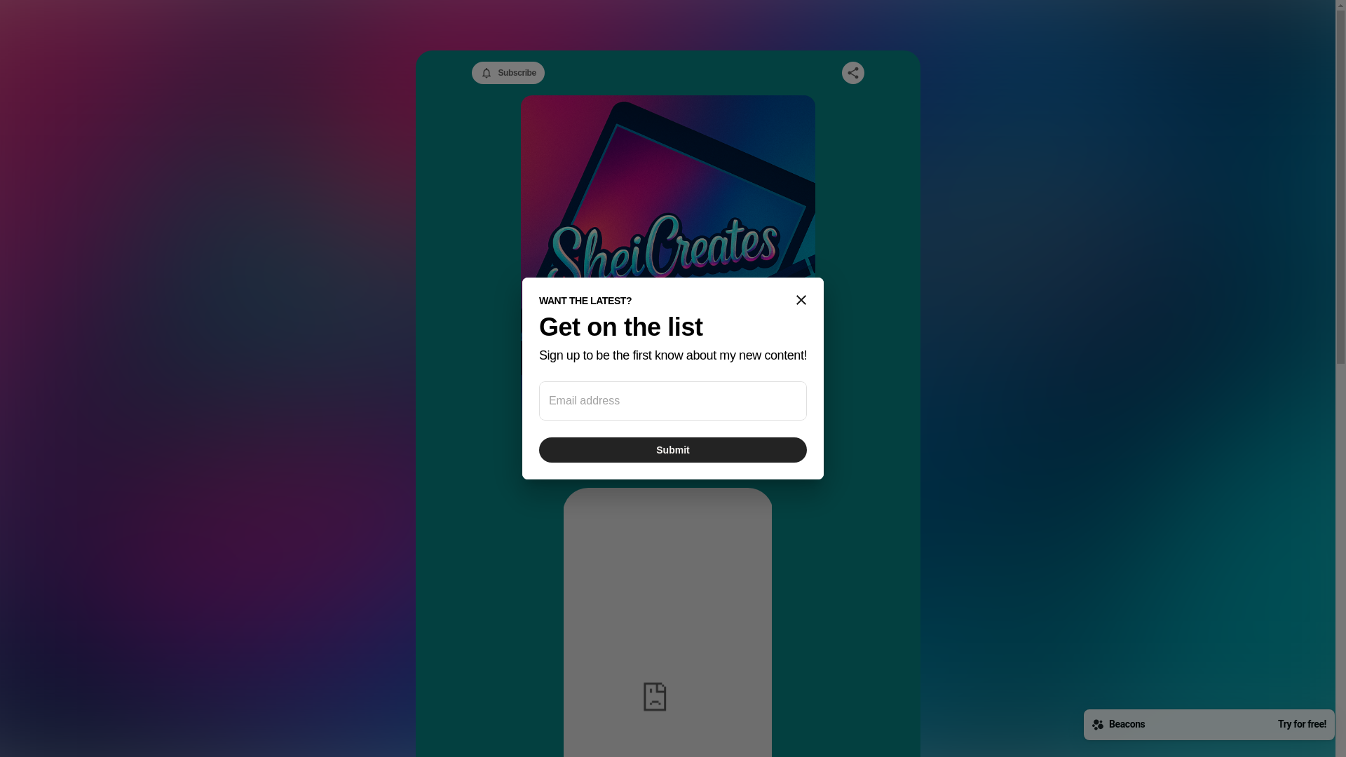 website screenshot of https://sheicreates.store/