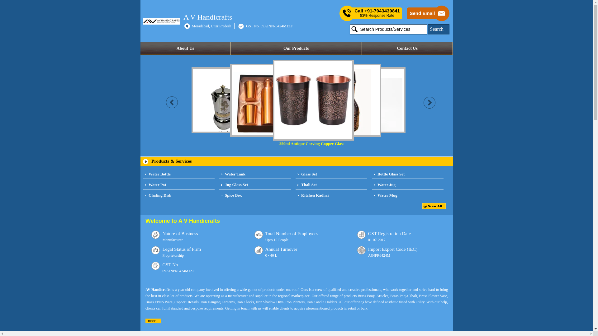 website screenshot of https://avhandicraft.com/