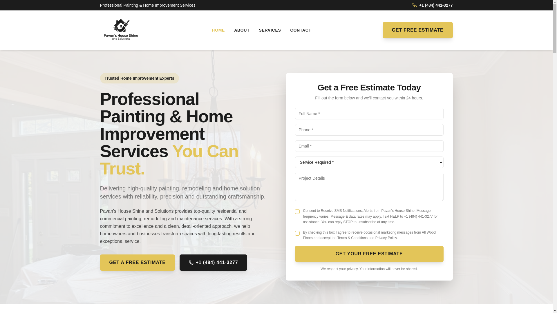 website screenshot of https://pavanshouseshine.com/