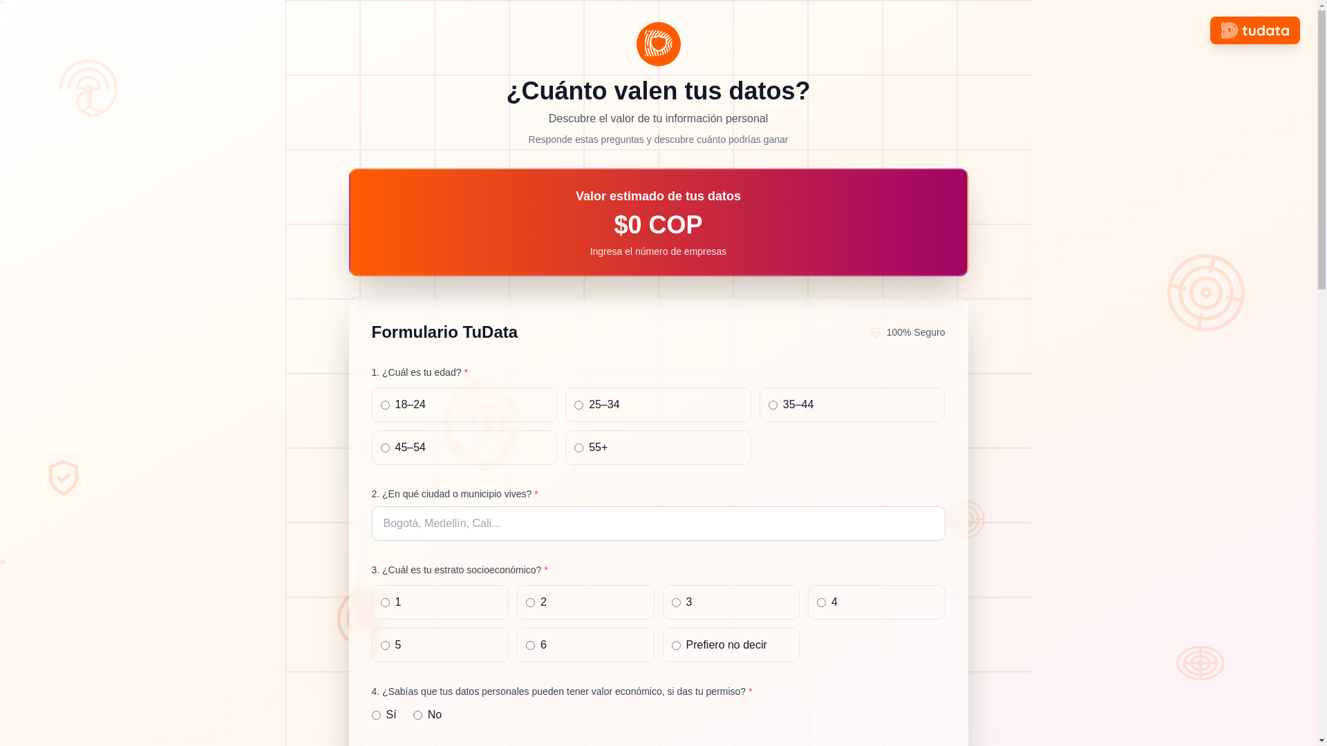 website screenshot of https://tudataform-frontend.pages.dev/