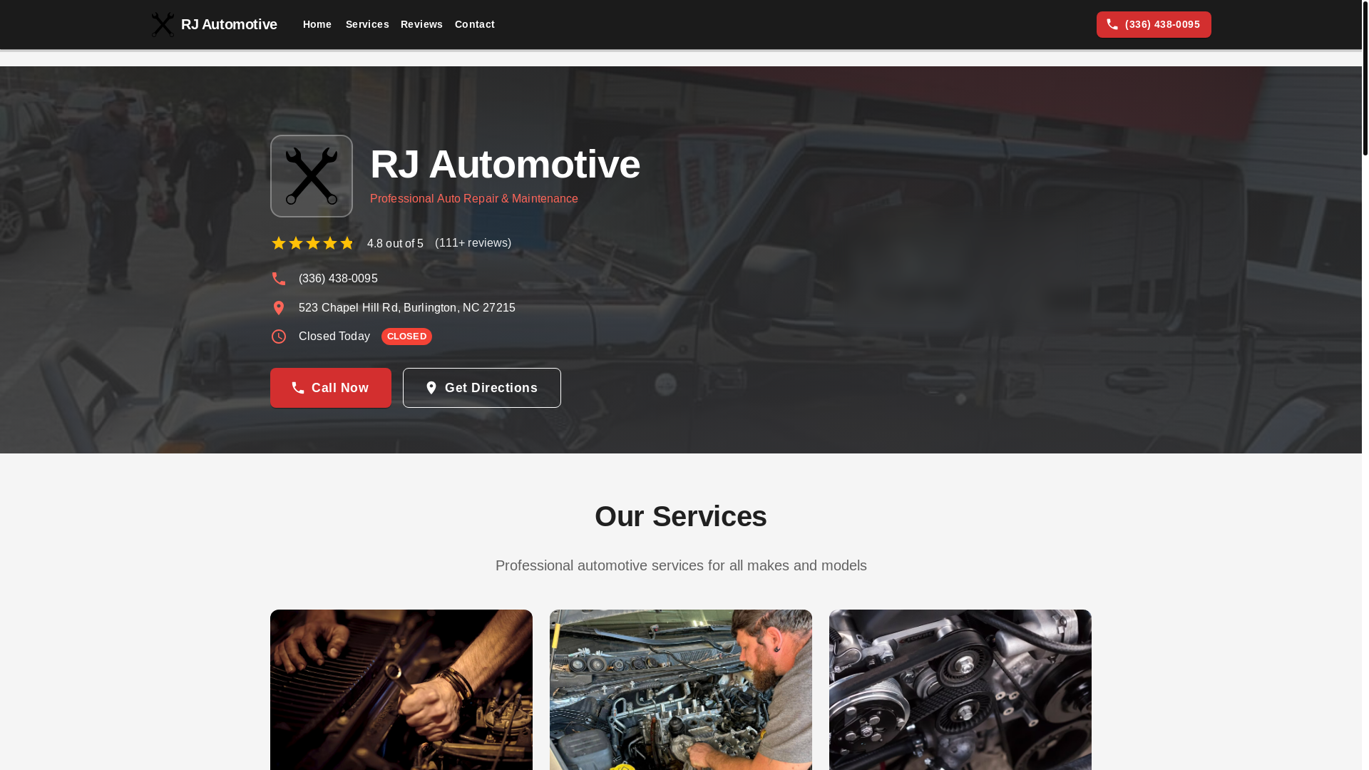 website screenshot of https://rjautomotive.pages.dev/