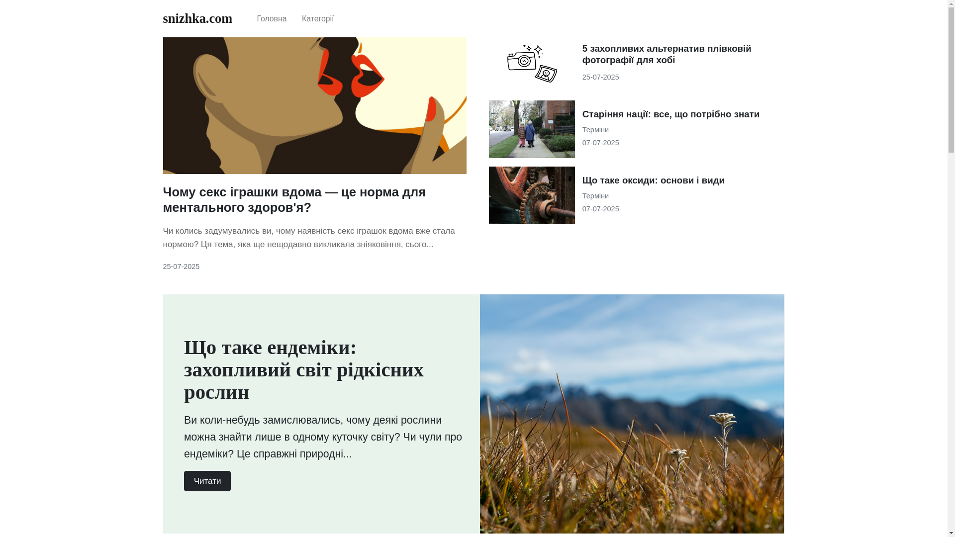 website screenshot of https://snizhka.pages.dev/