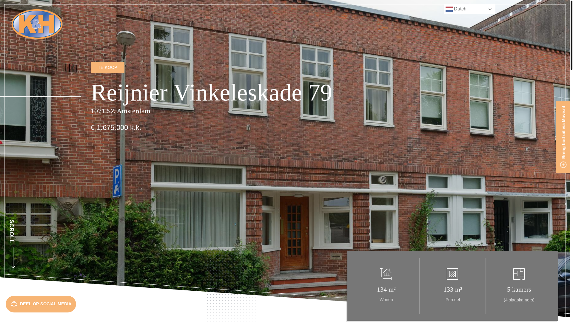 website screenshot of https://reijniervinkeleskade79amsterdam.nl/