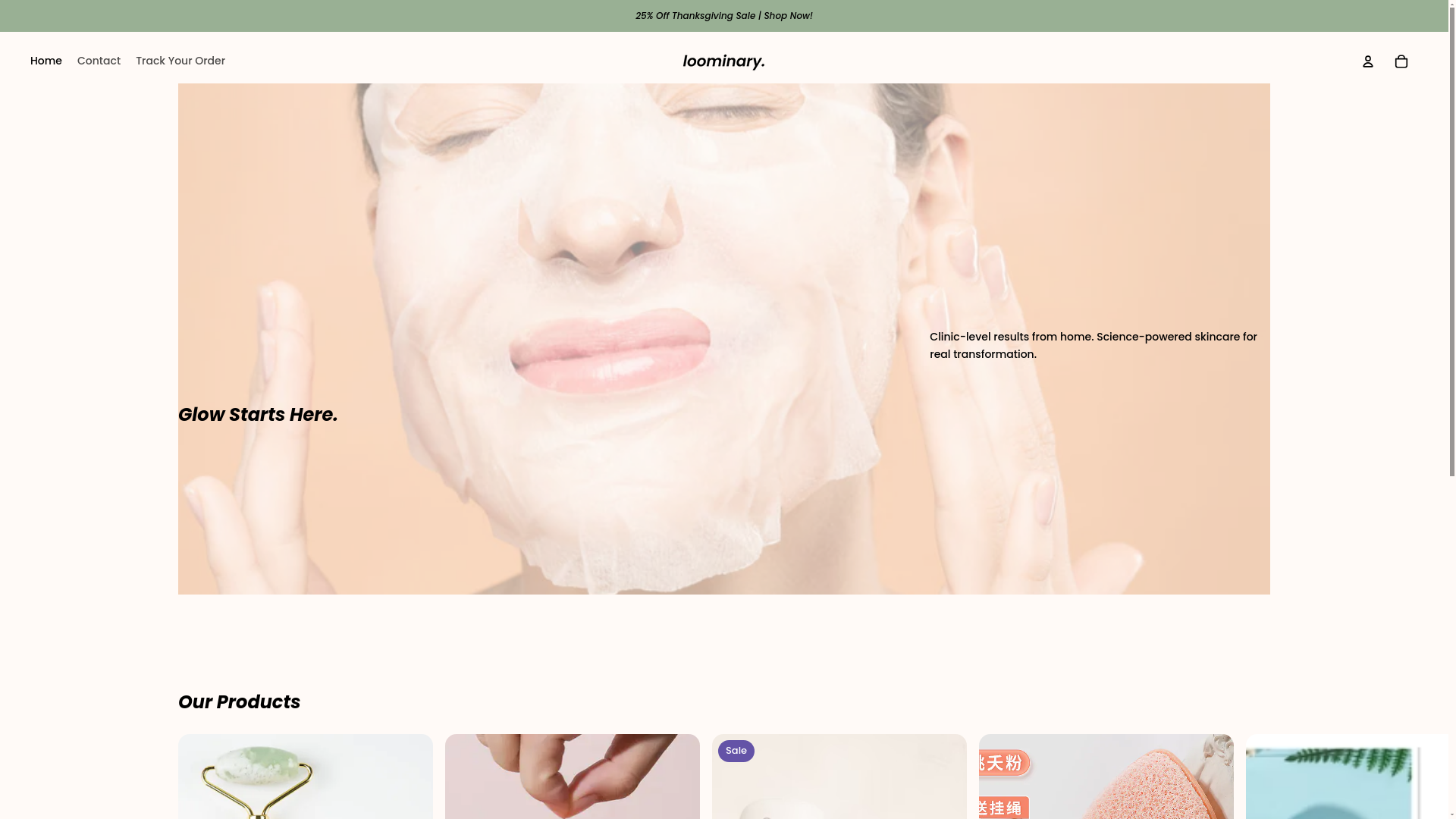 website screenshot of https://loomifyskin.com/