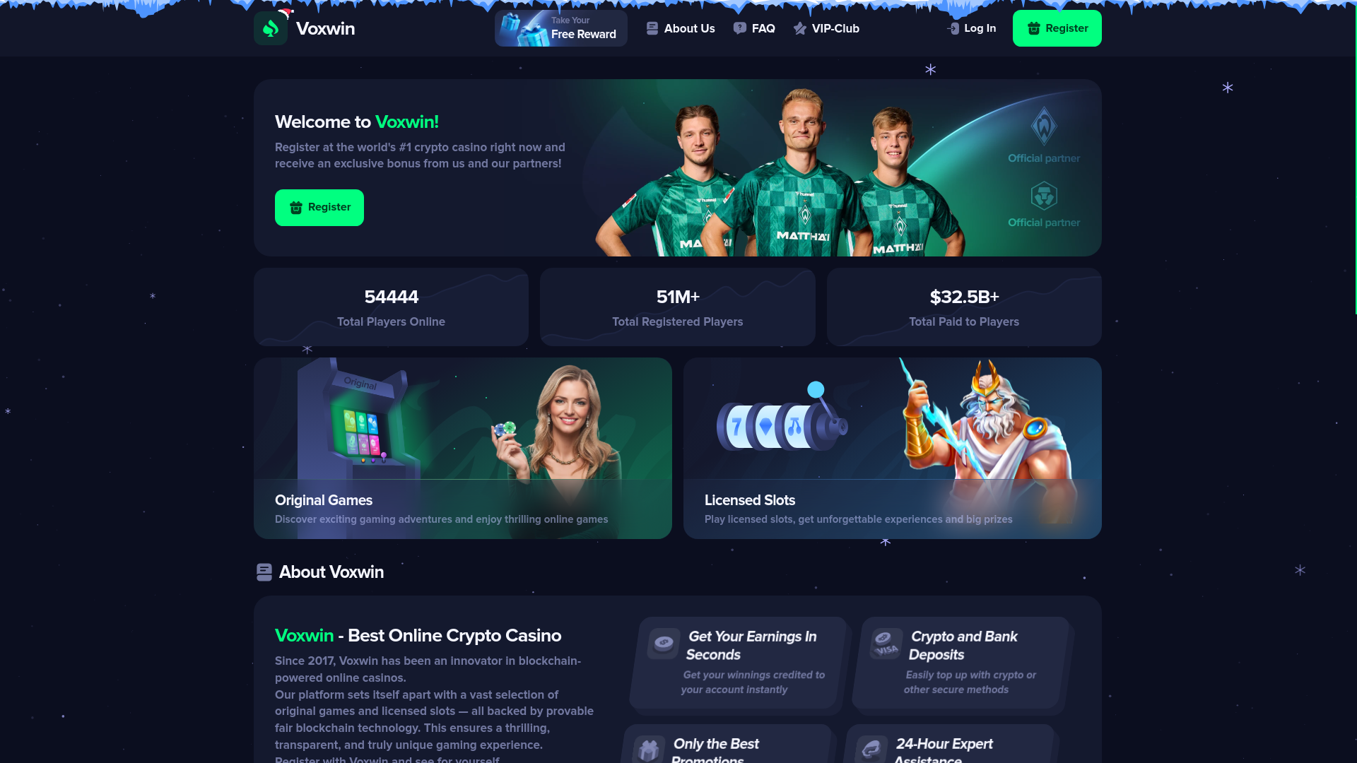 website screenshot of https://voxwin.cc/profile