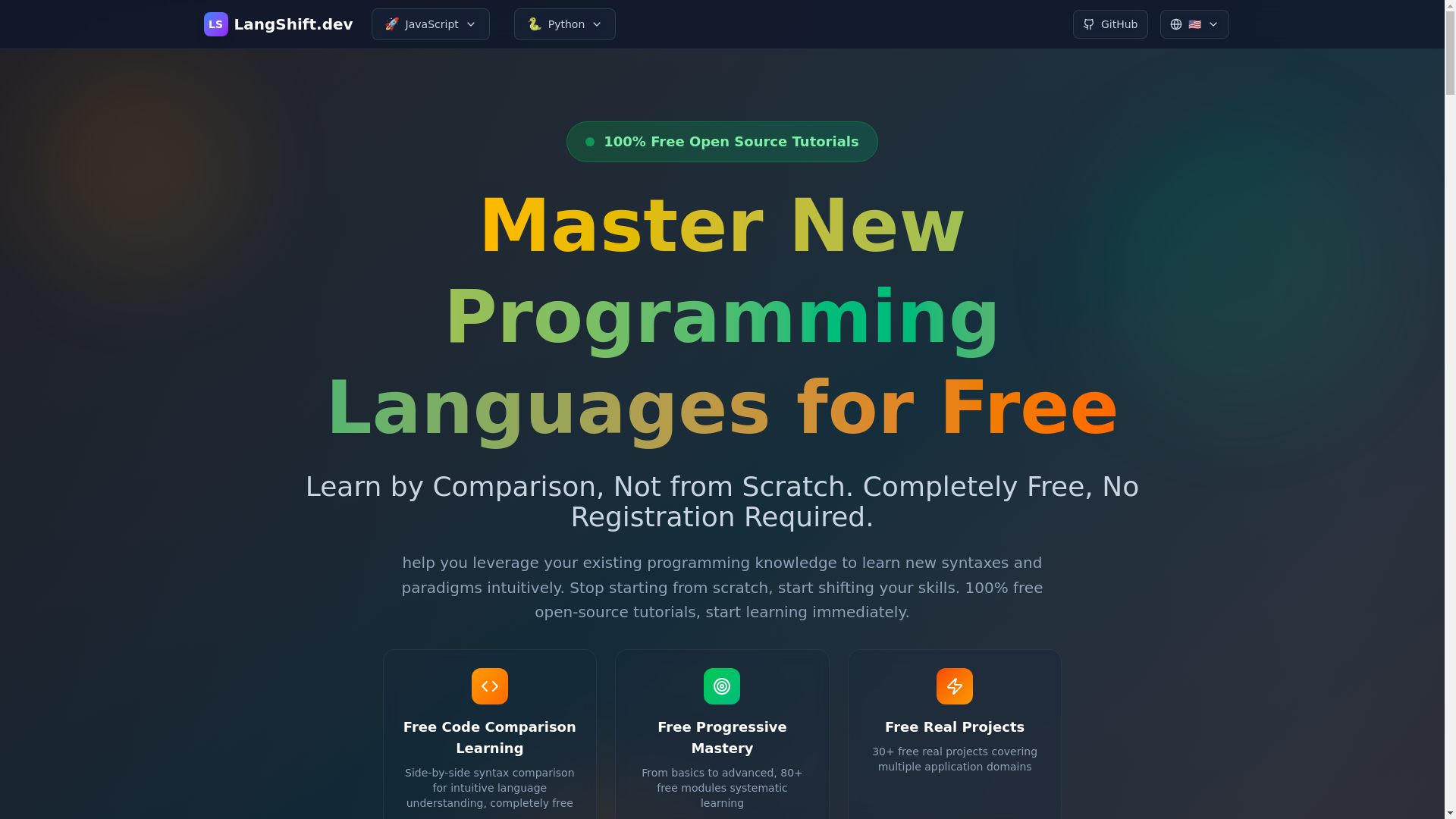 website screenshot of https://langshift-dev.pages.dev/