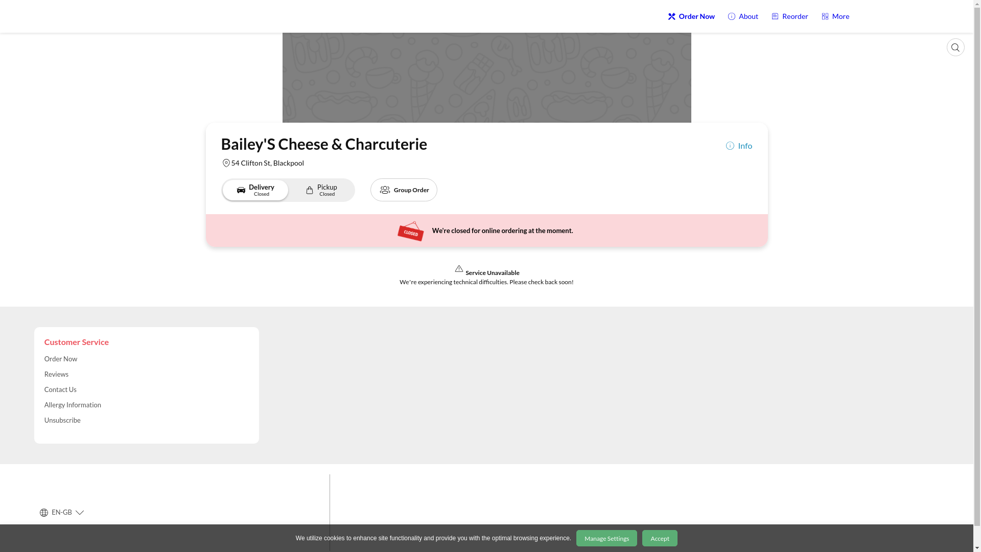 website screenshot of https://baileyscheese.co.uk/