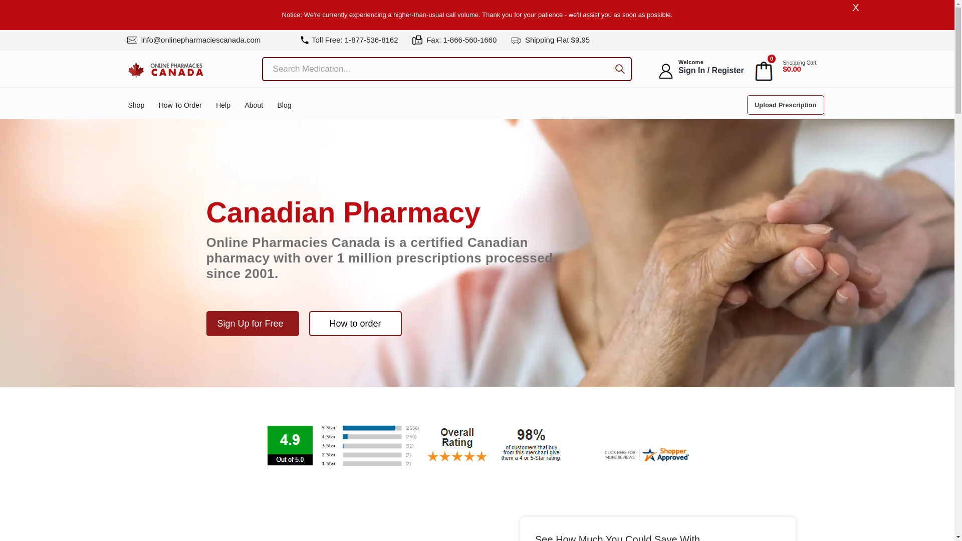 website screenshot of https://onlinepharmaciescanada.com/