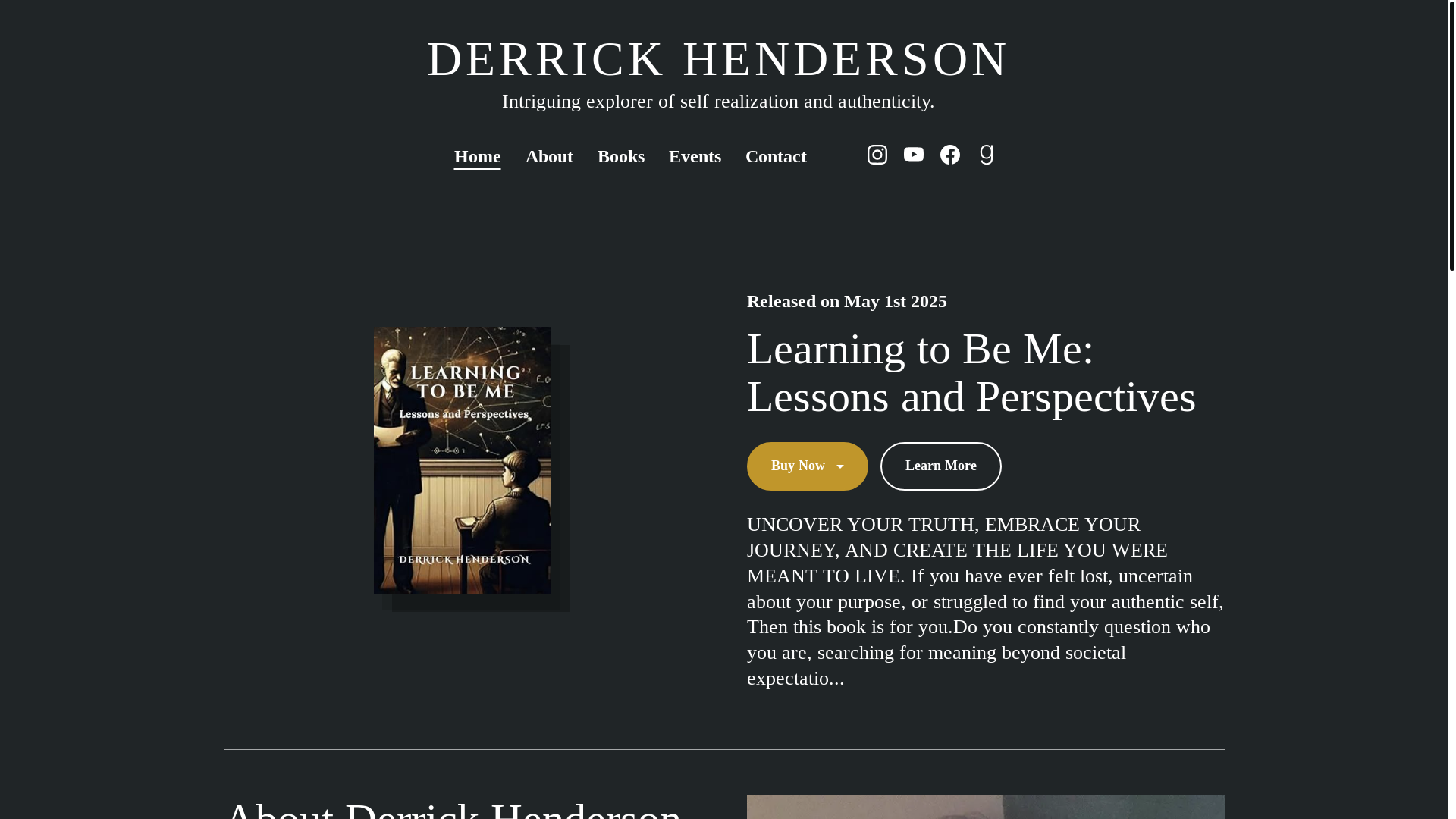 website screenshot of https://derrickhendersonauthor.com/