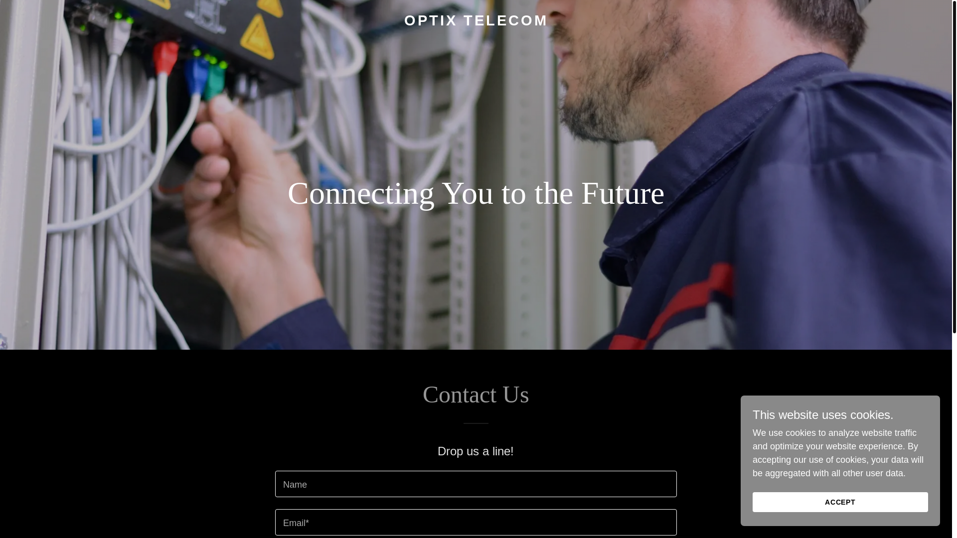 website screenshot of https://optixtelecom.com/