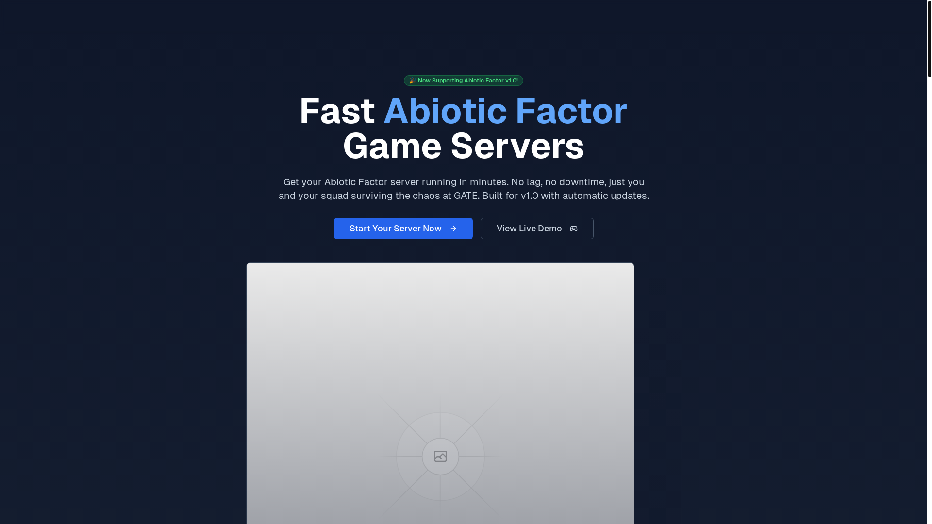 website screenshot of https://abioticfactorserverhosting.com/