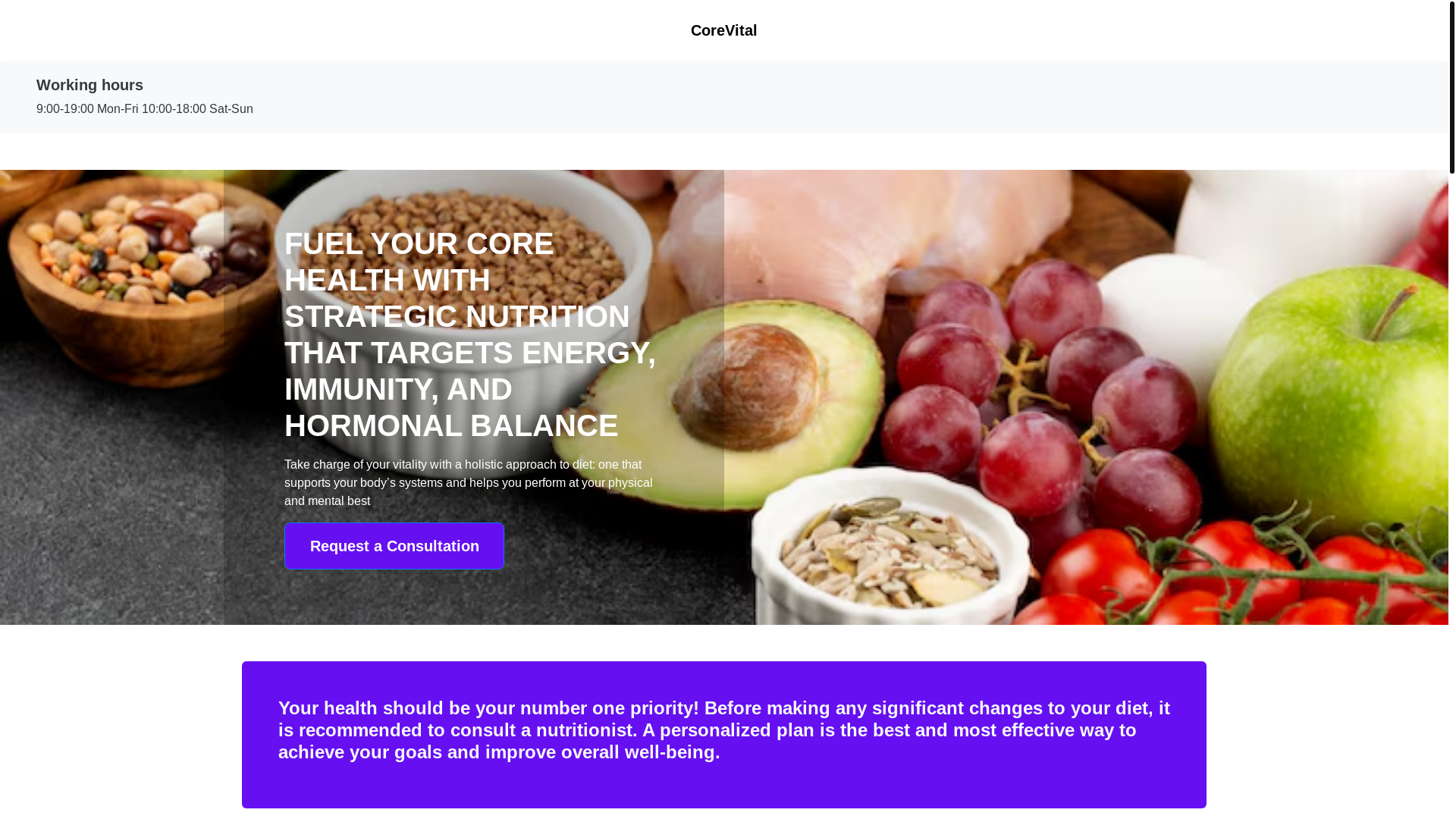 website screenshot of https://corevitalpro.com/