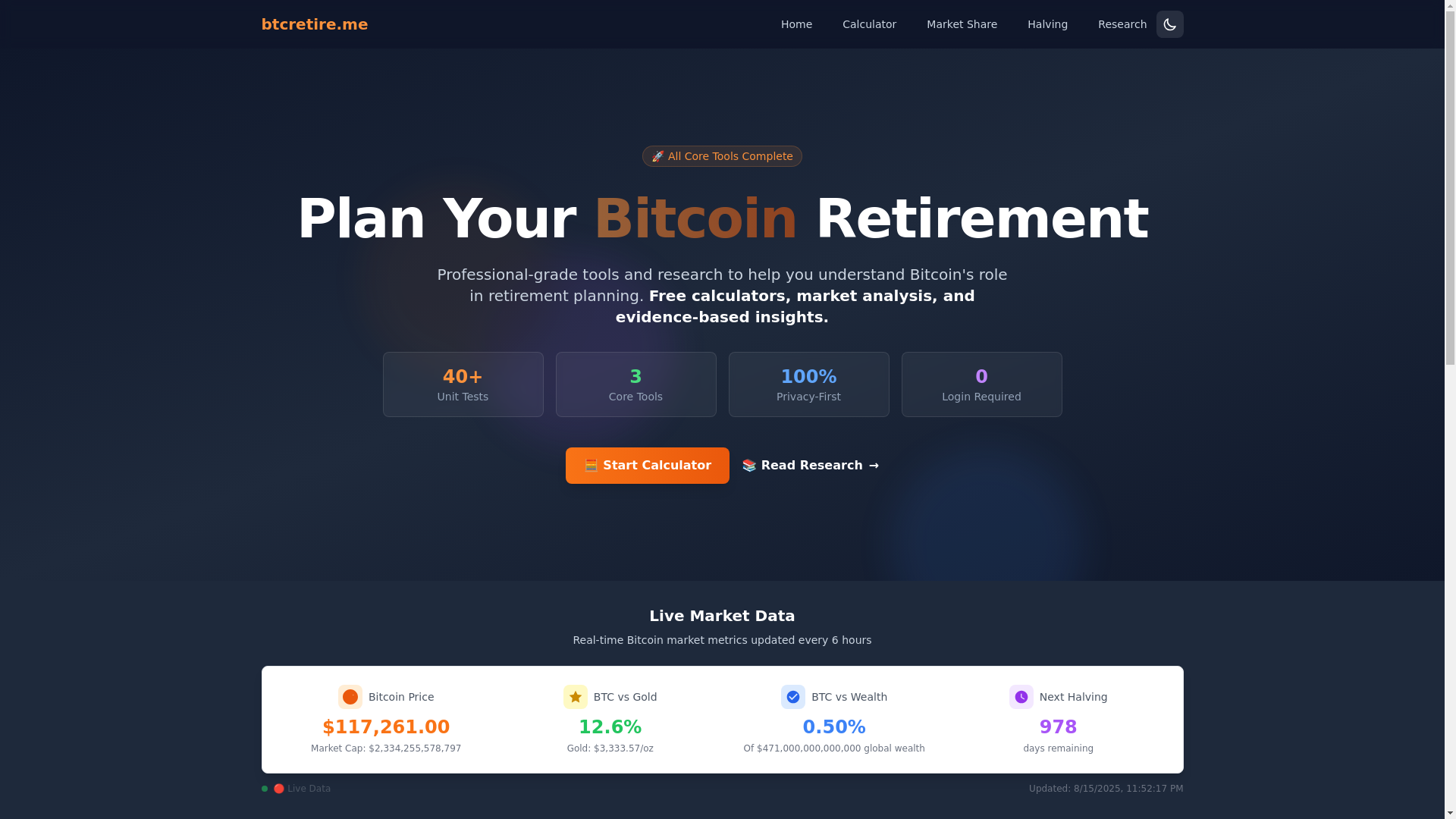 website screenshot of https://btcretire-me.pages.dev/