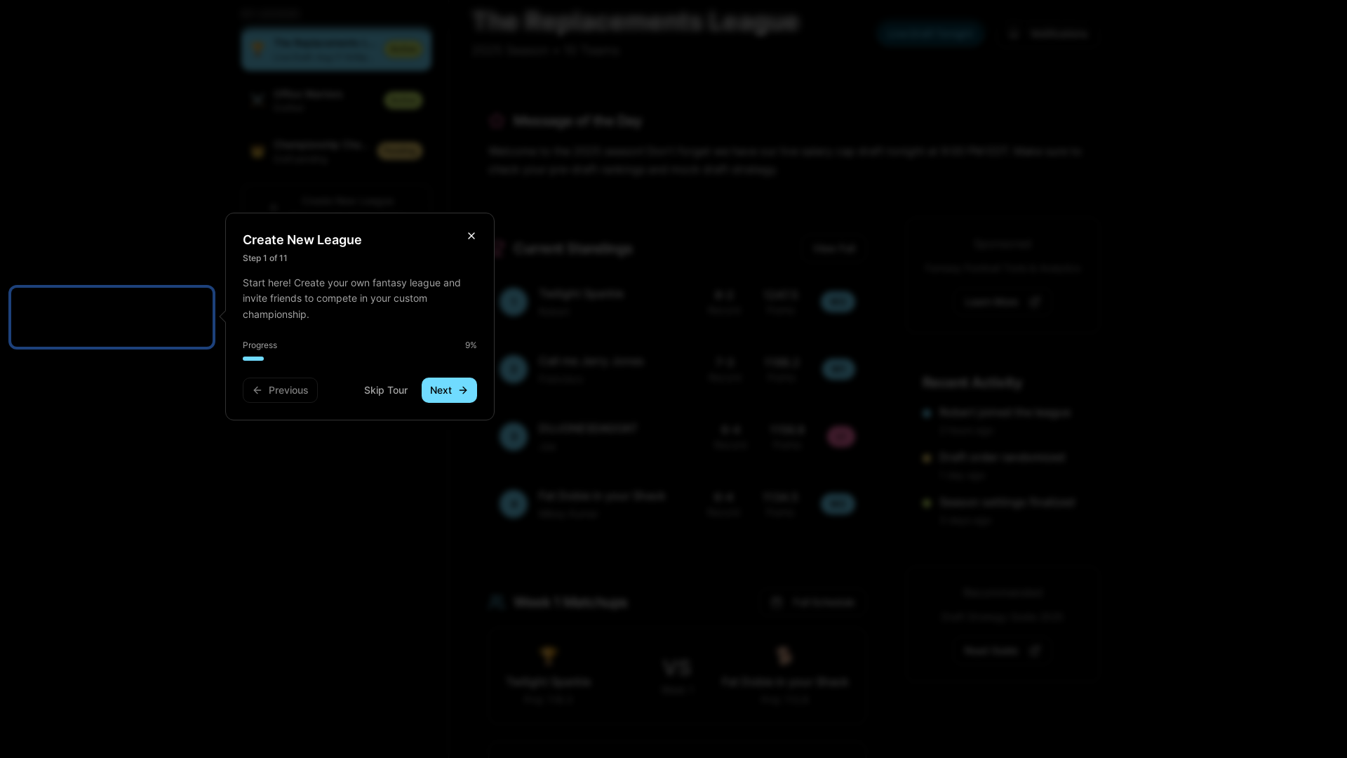 website screenshot of https://replacements-fantasy-sports.pages.dev/