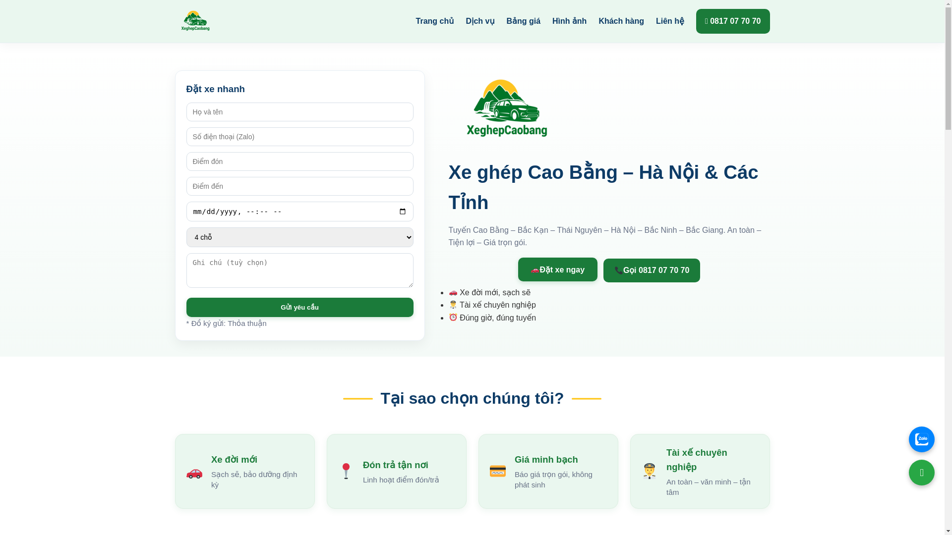 website screenshot of https://xeghepcaobang.vn/