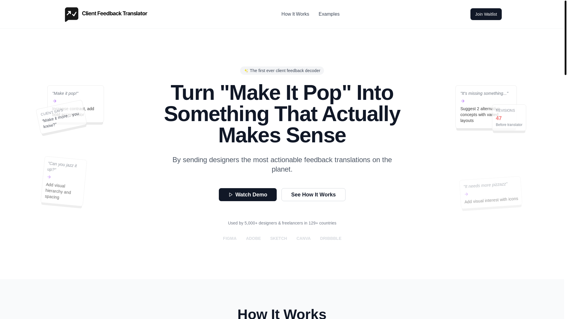 website screenshot of https://clientfeedbacktranslator.com/