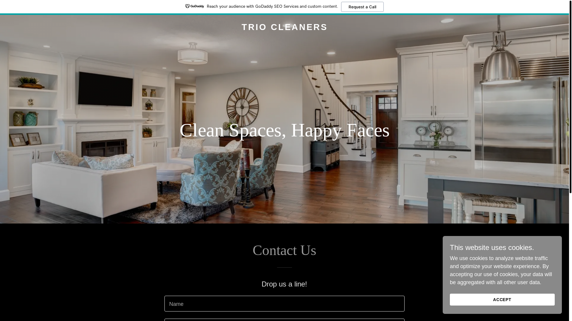 website screenshot of https://triocleaners.online/