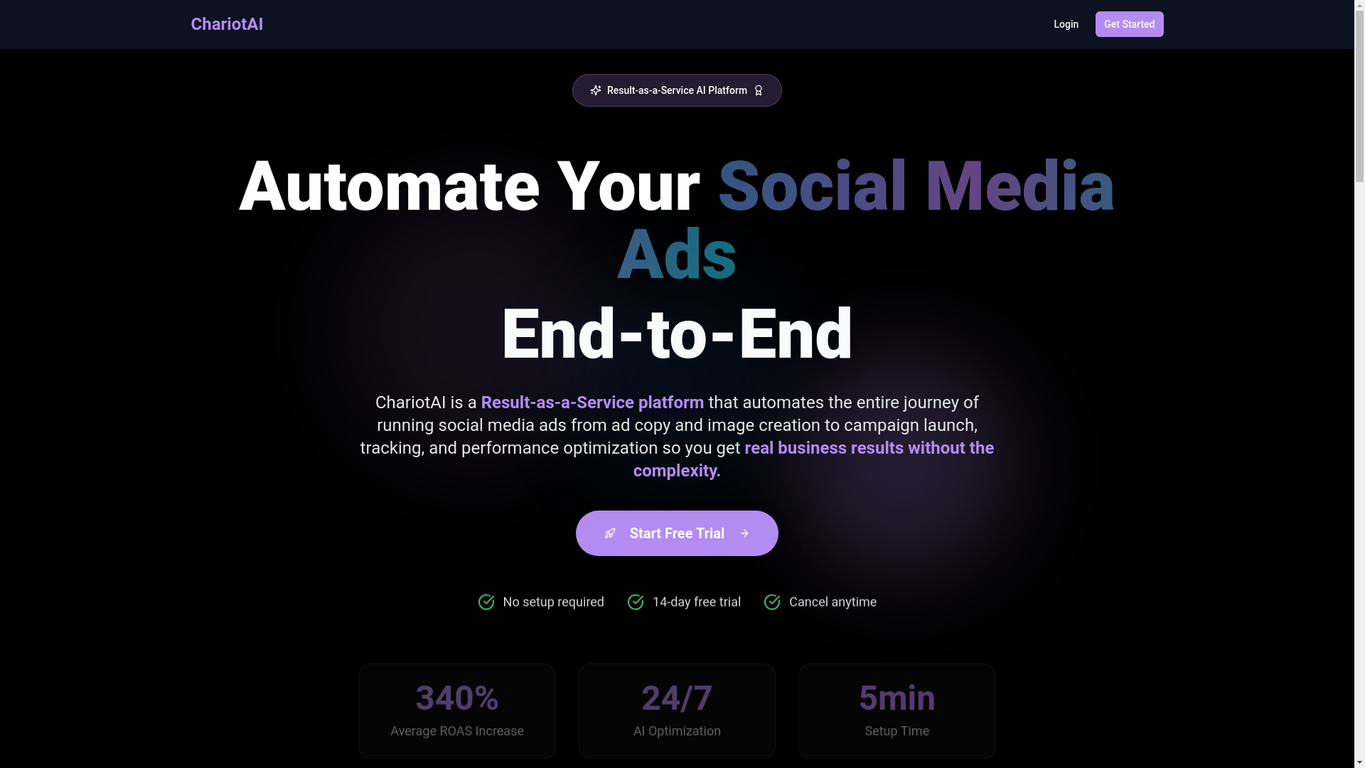 website screenshot of https://chariotai.org/