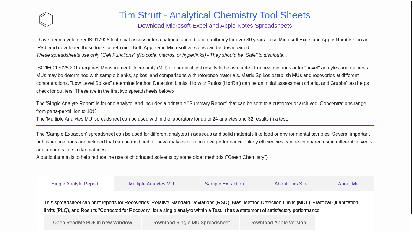 website screenshot of https://chemistrytoolsheets.pages.dev/