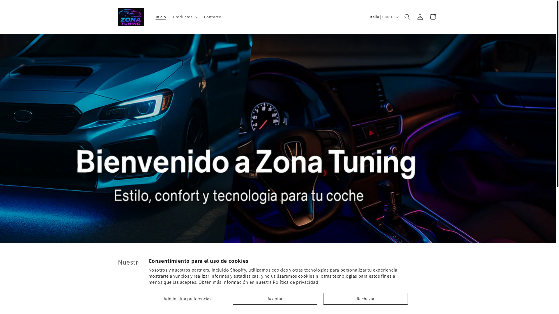 website screenshot of https://zonatuning.com.co/