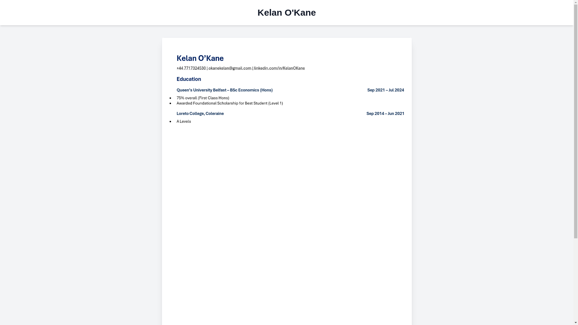 website screenshot of https://kelan-cv.pages.dev/