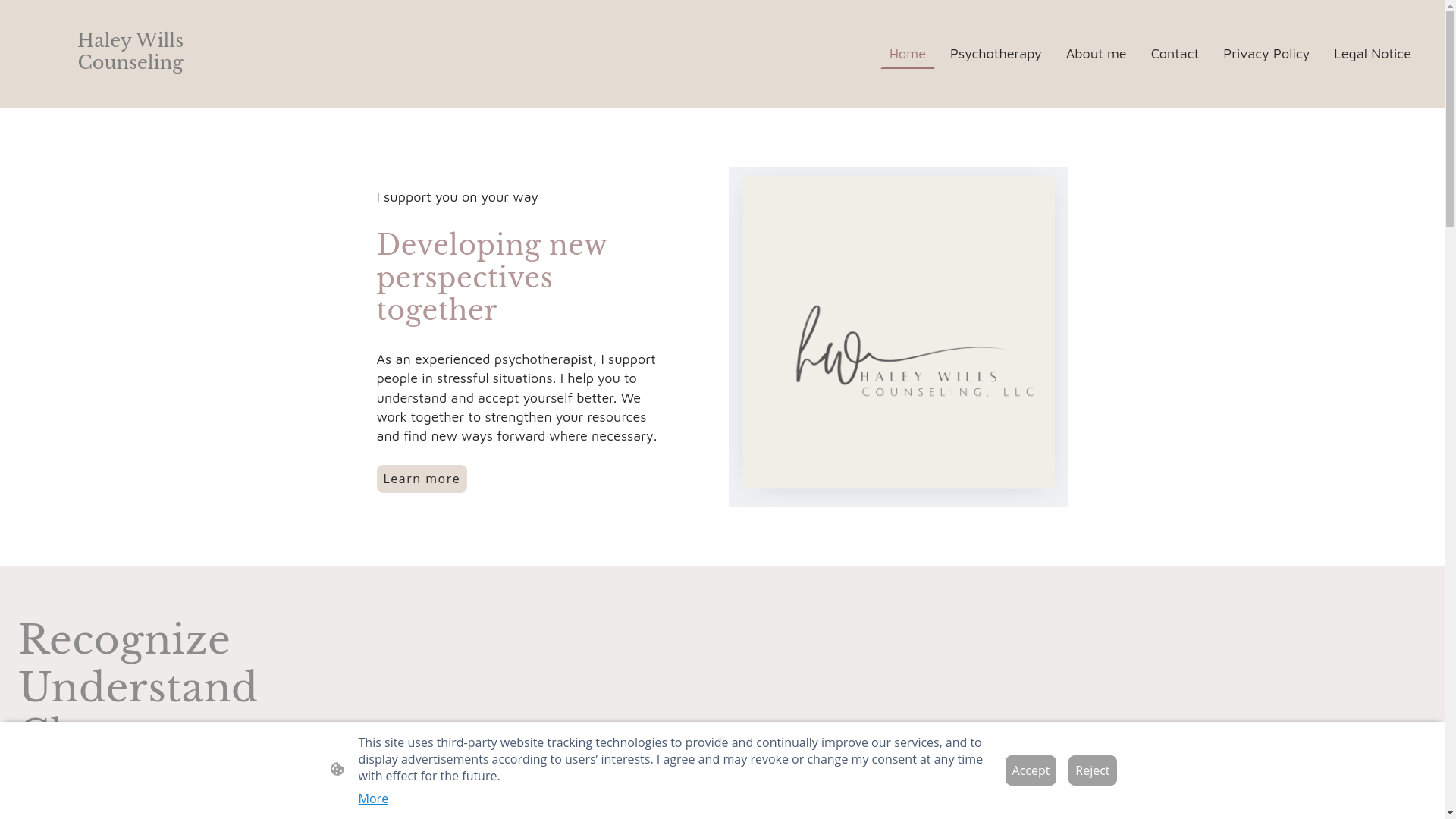 website screenshot of https://haleywillscounseling.com/