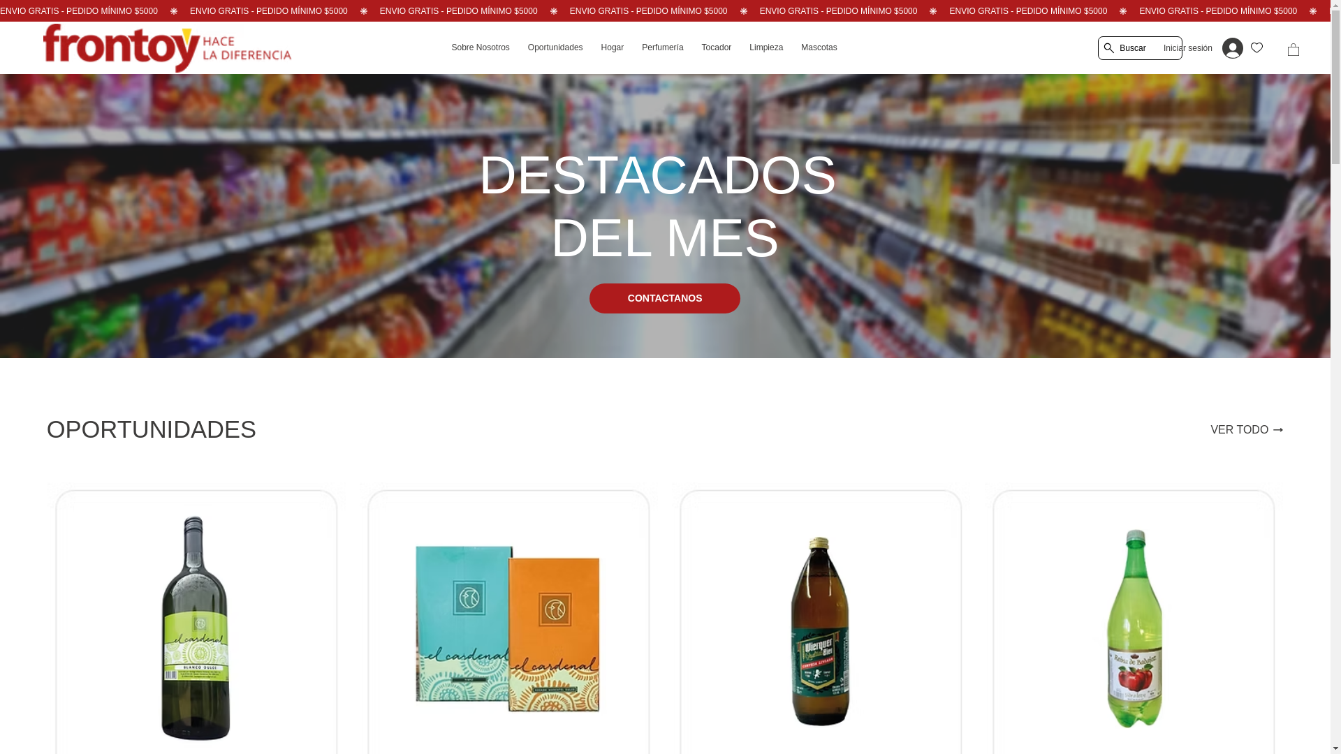 website screenshot of https://destacadosfrontoy.com/