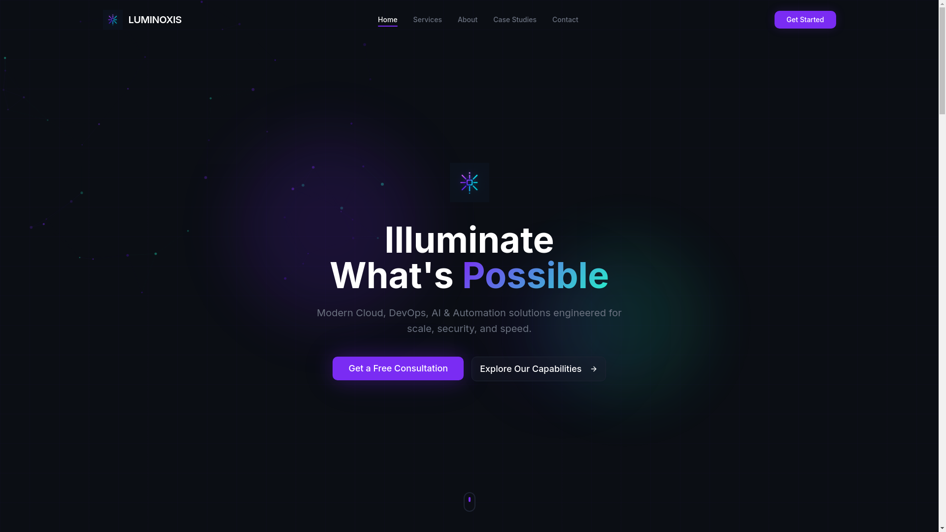 website screenshot of https://luminoxis.co.za/