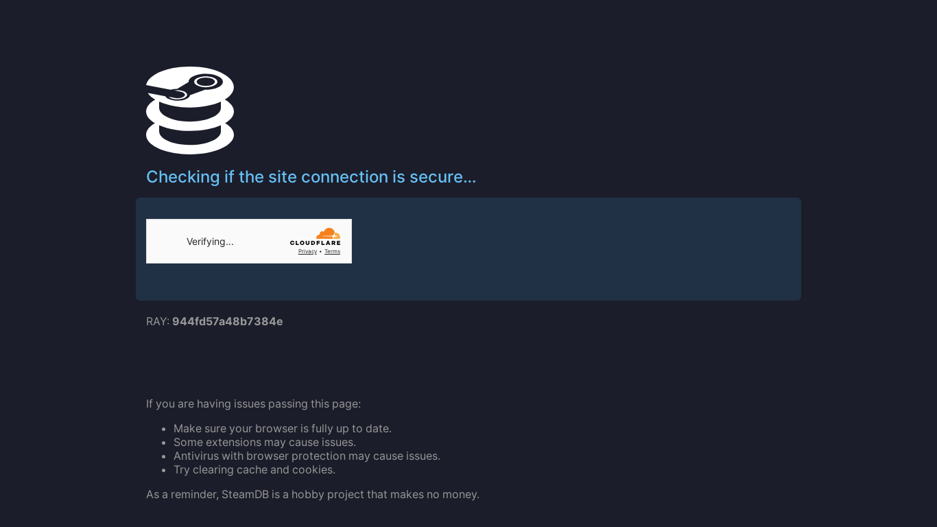 website screenshot of https://steamdb.info/calculator/