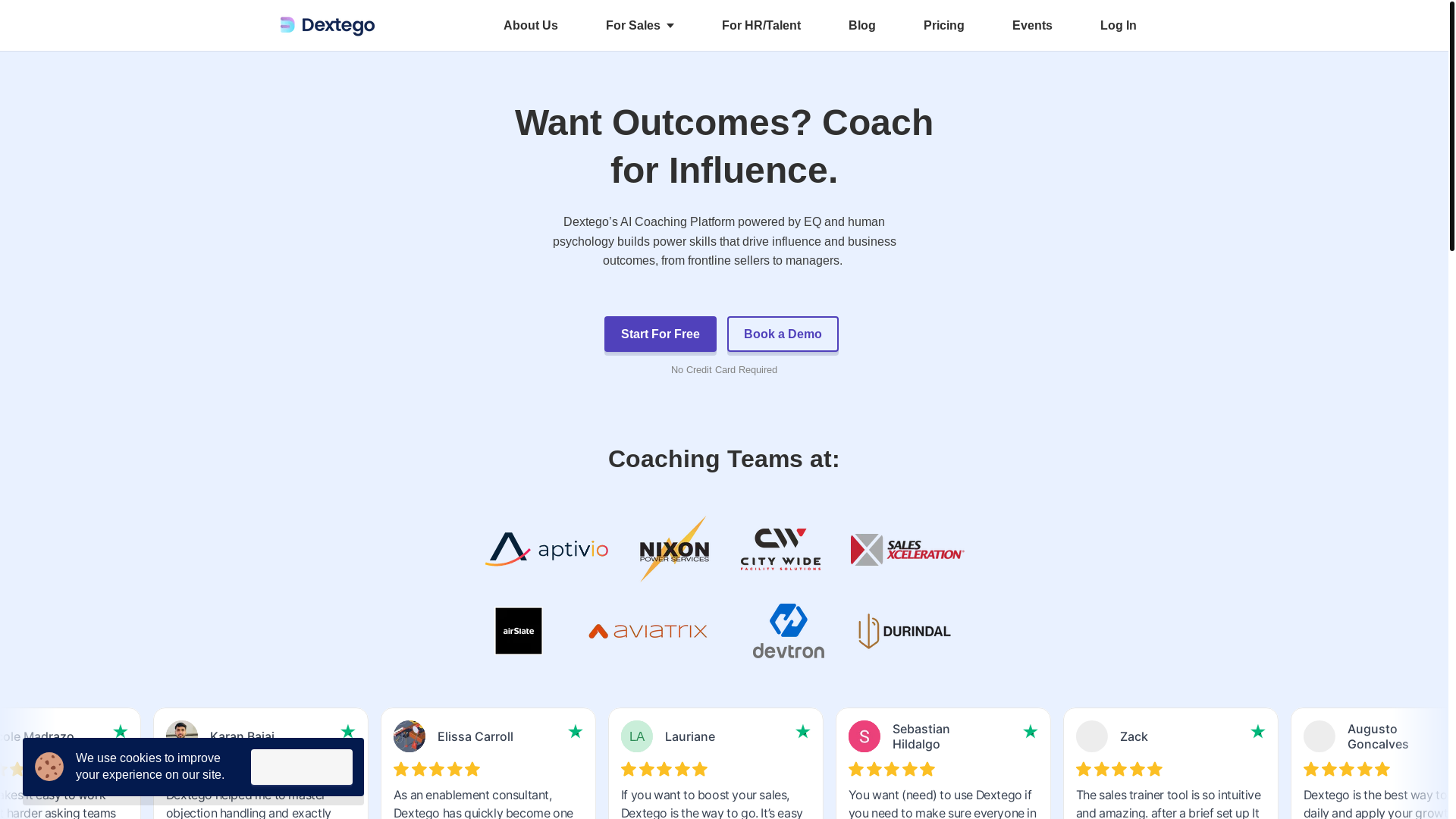 website screenshot of https://influentialdextego.org/