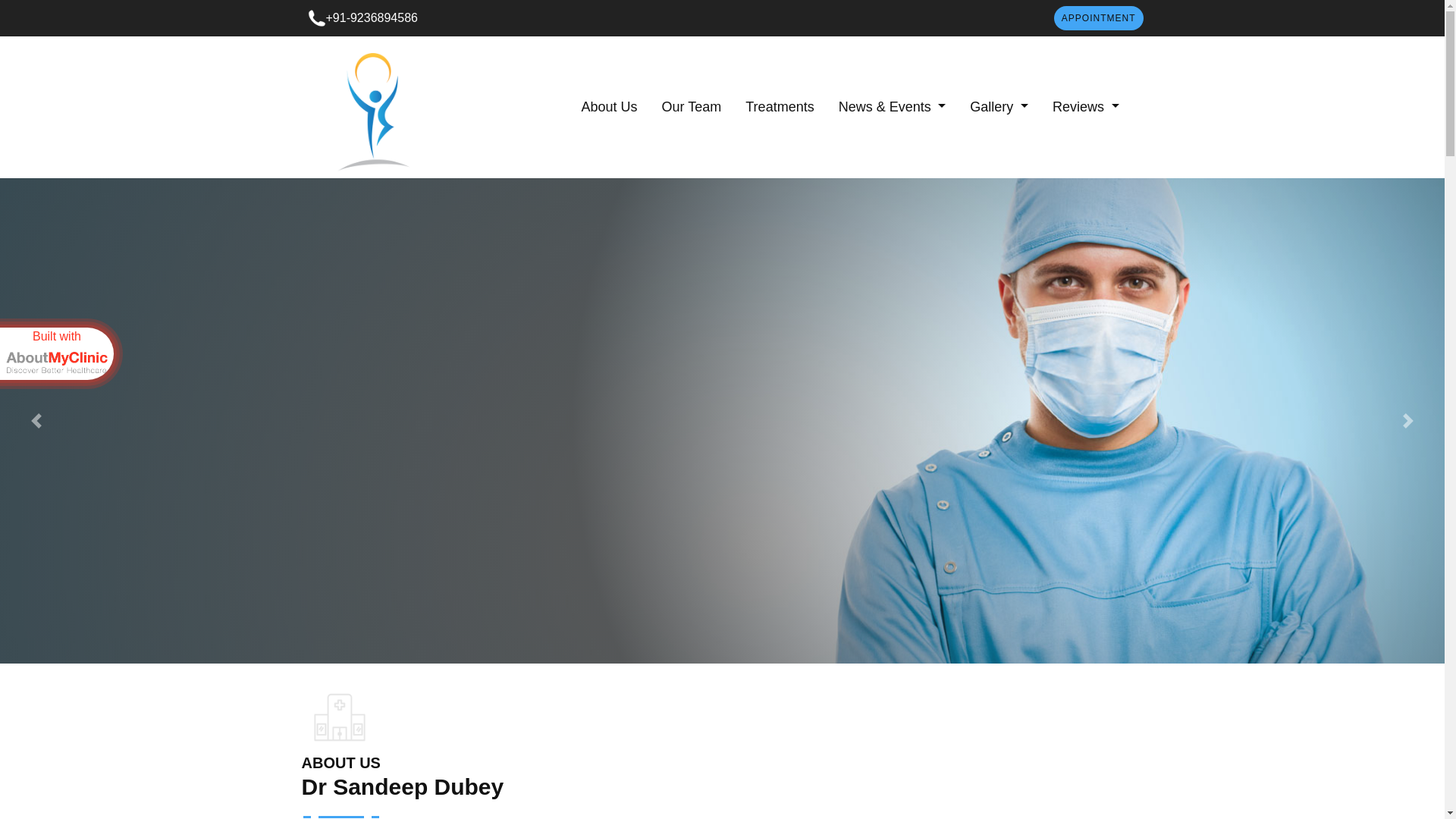 website screenshot of https://drsandeepdubeyortho.in/