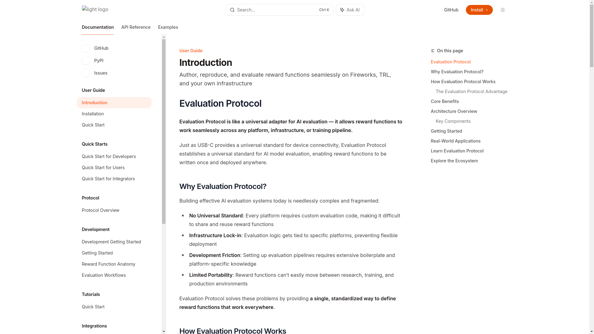 website screenshot of https://evalprotocol.io/