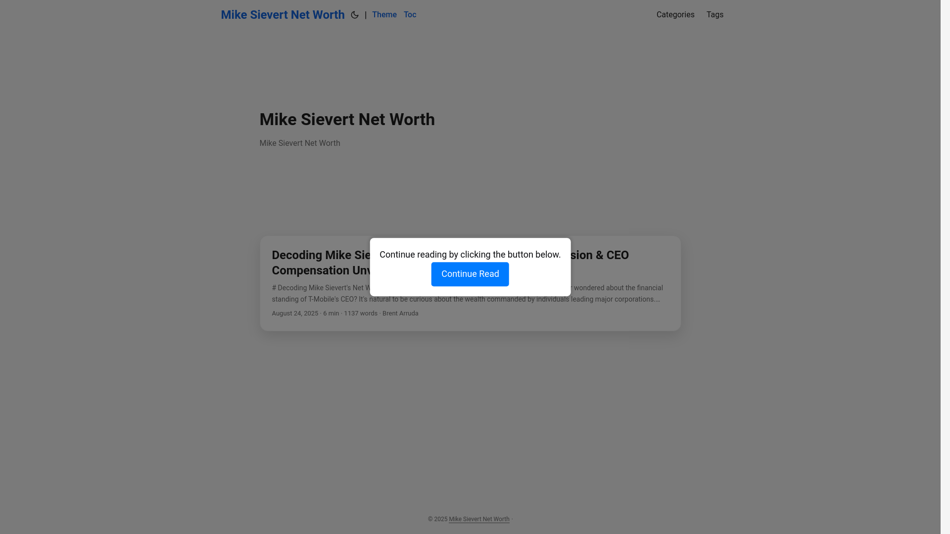 website screenshot of https://mike-sievert-net-worth.pages.dev/