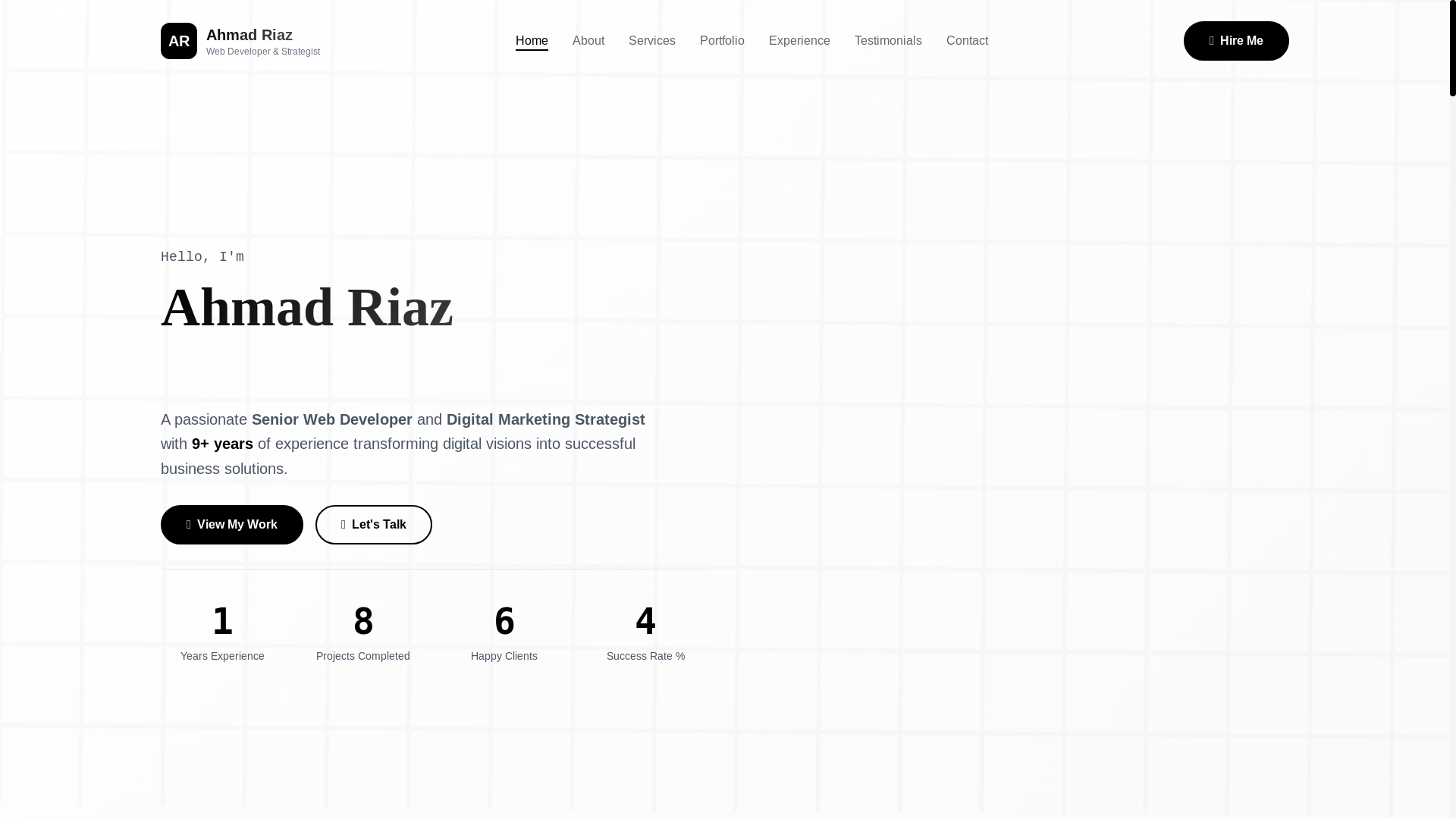 website screenshot of https://ahmadriaz.me/