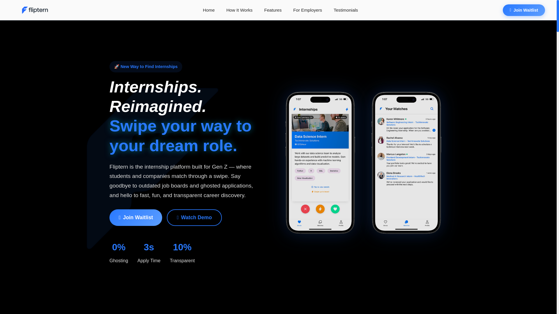 website screenshot of https://getfliptern.com/
