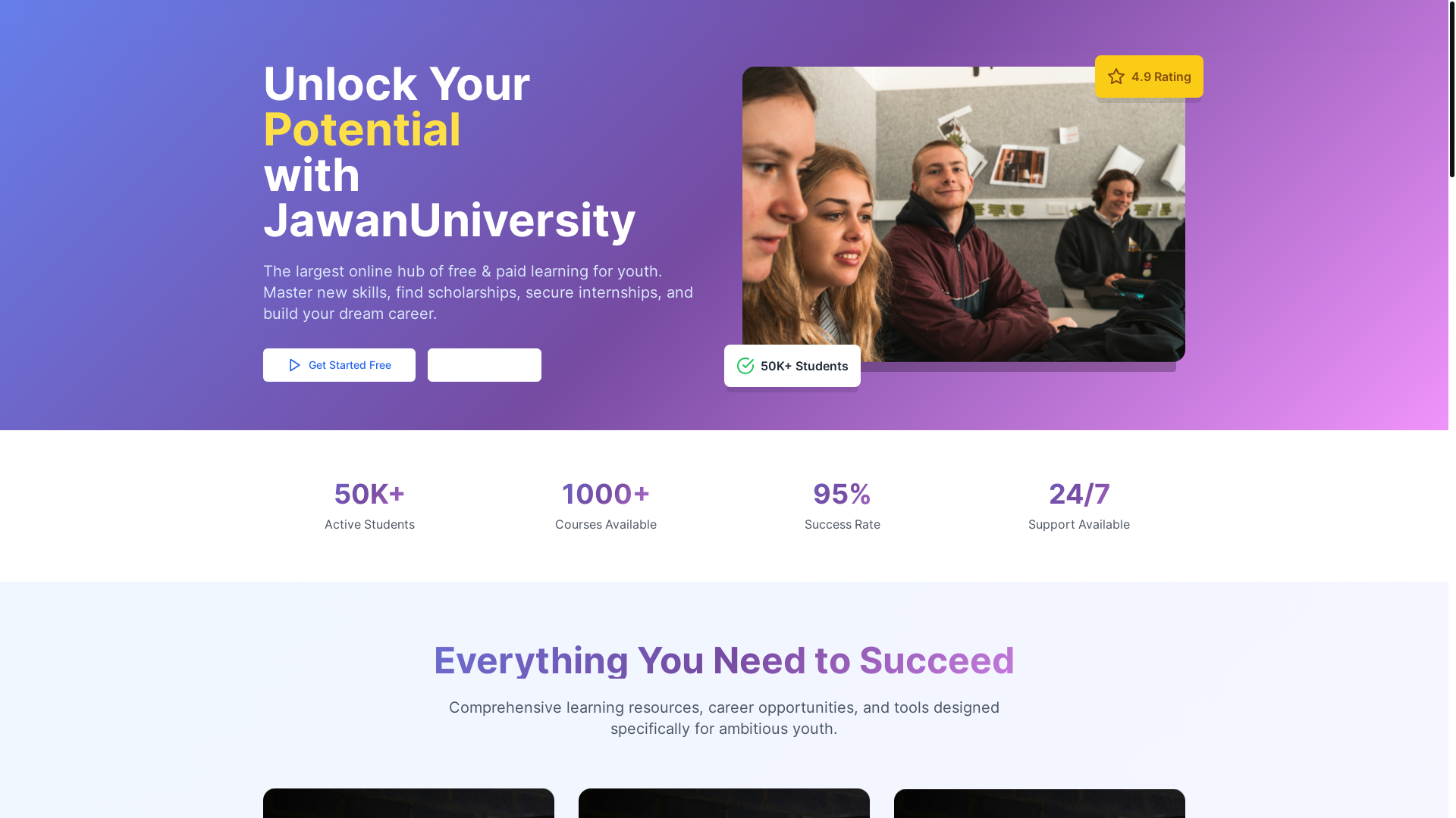website screenshot of https://jawanuniversity.com/