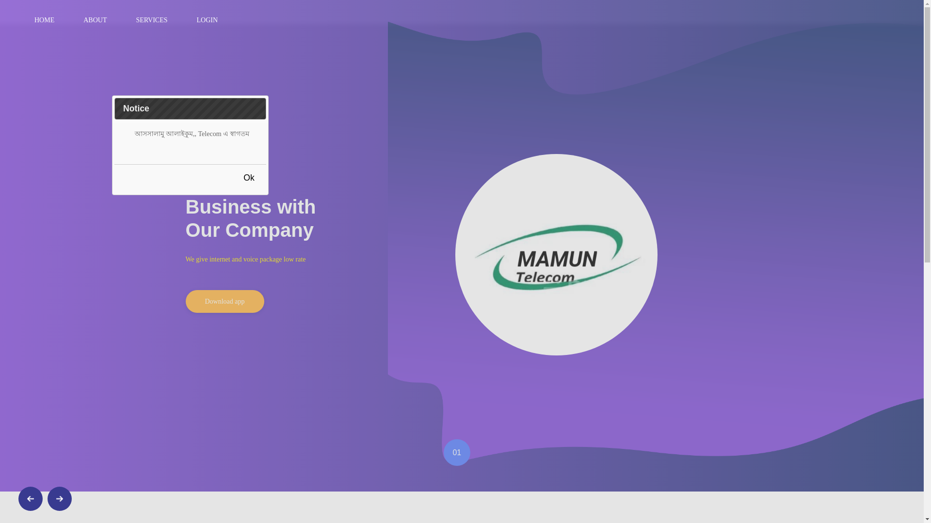 website screenshot of https://mamuntelecoms.top/