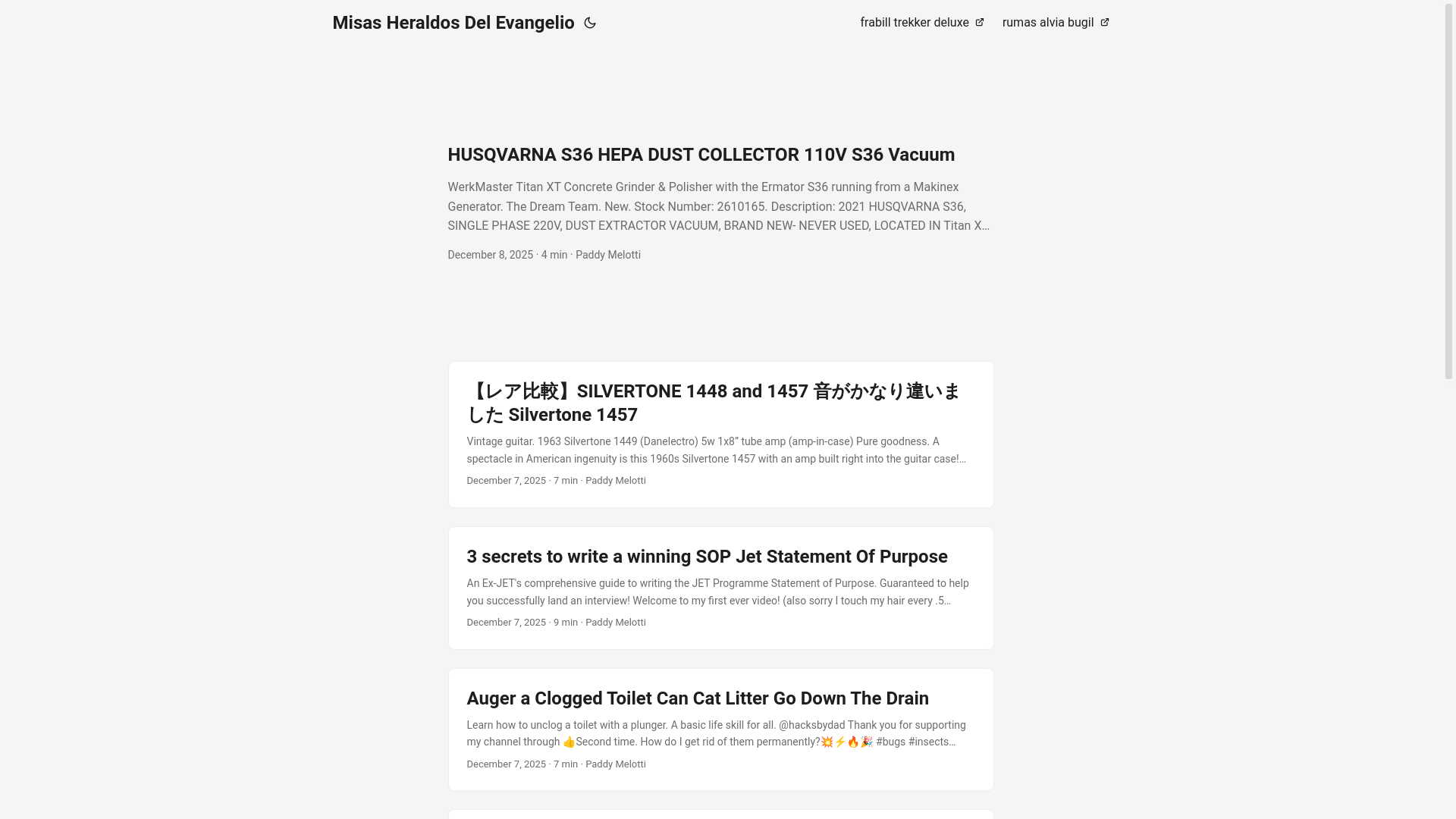 website screenshot of https://misasheraldosdelevangelio2.pages.dev/