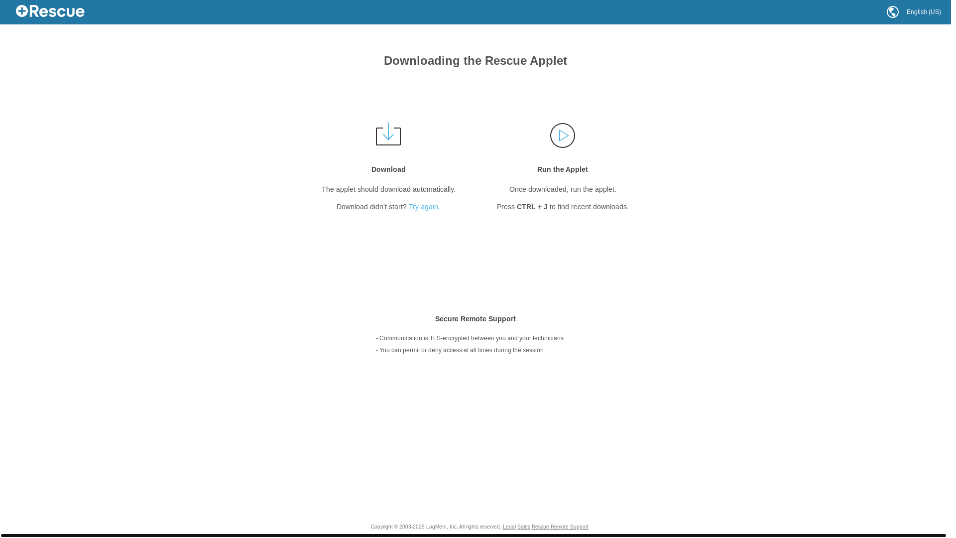 website screenshot of https://secure.logmeinrescue.com/R?i=2&Code=709974