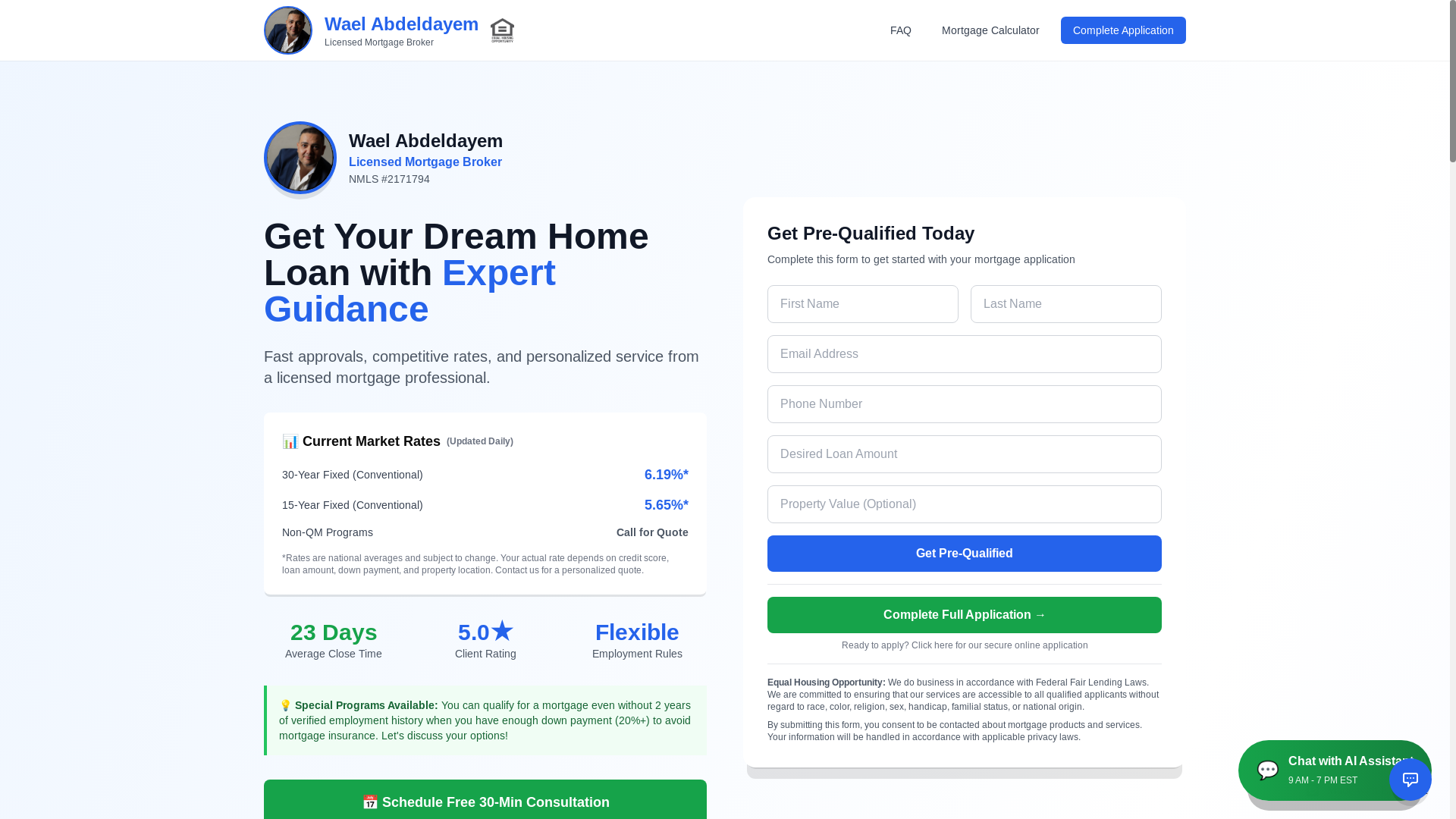 website screenshot of https://fintekmortgage.com/