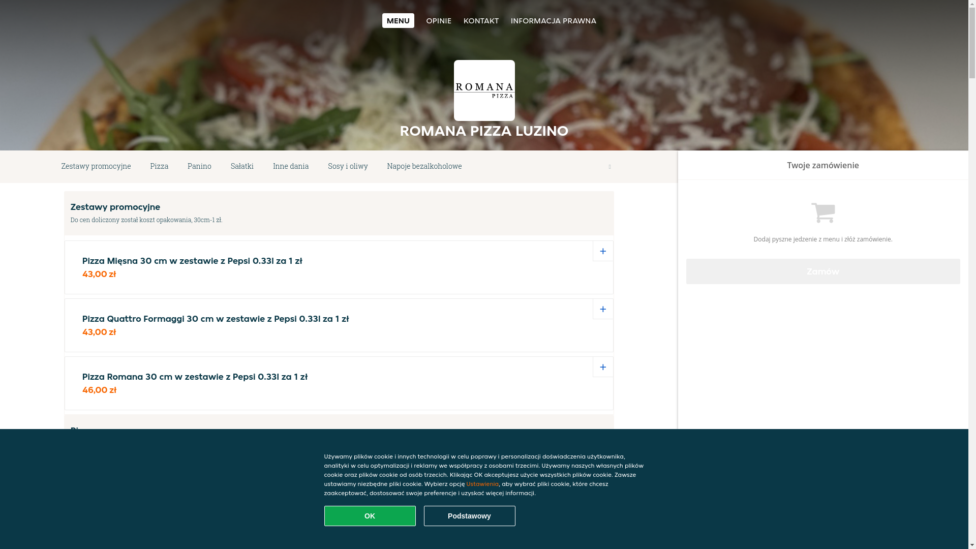 website screenshot of https://romana-pizza-luzino.pl/
