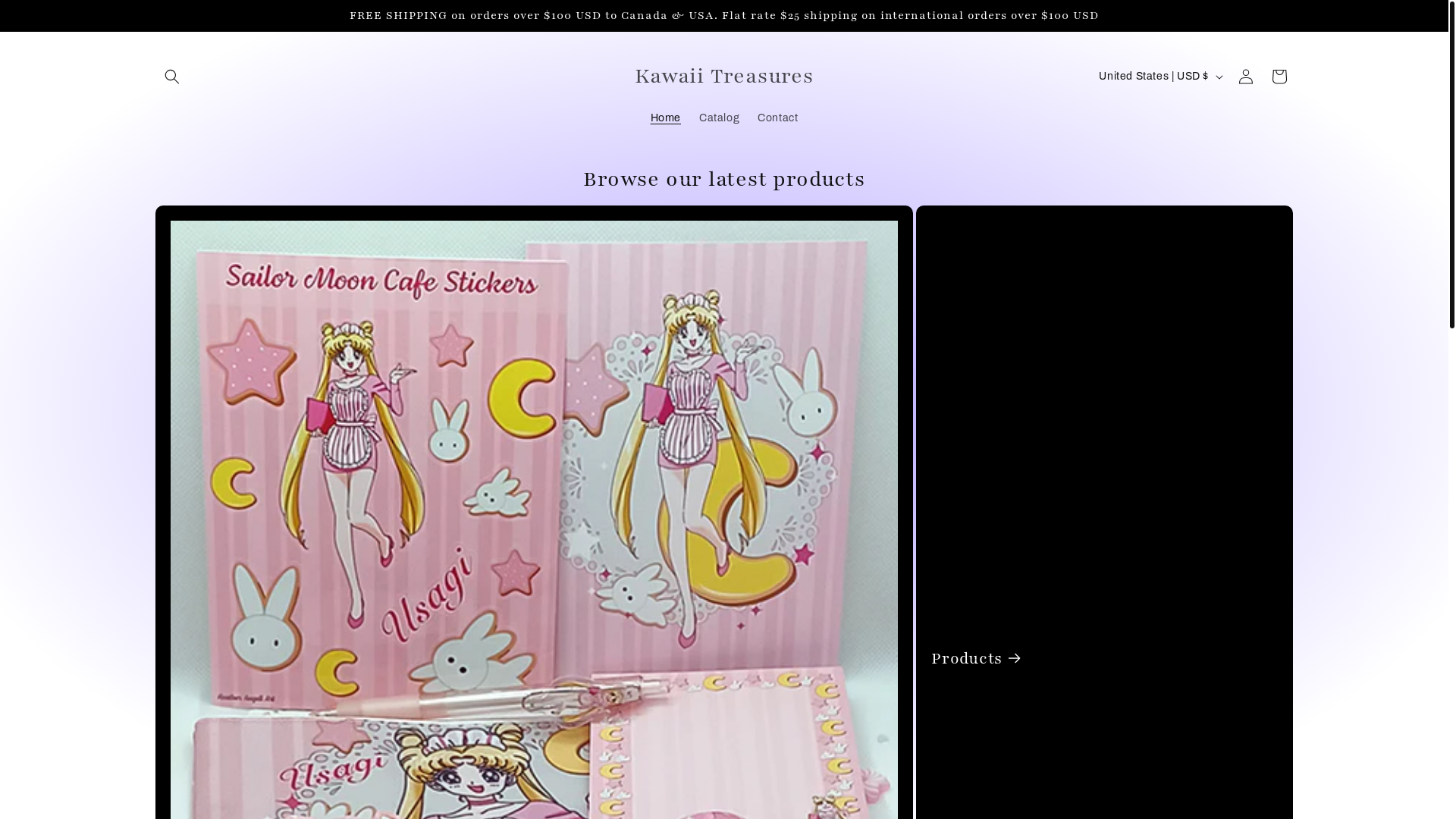 website screenshot of https://kawaiitreasures.store/