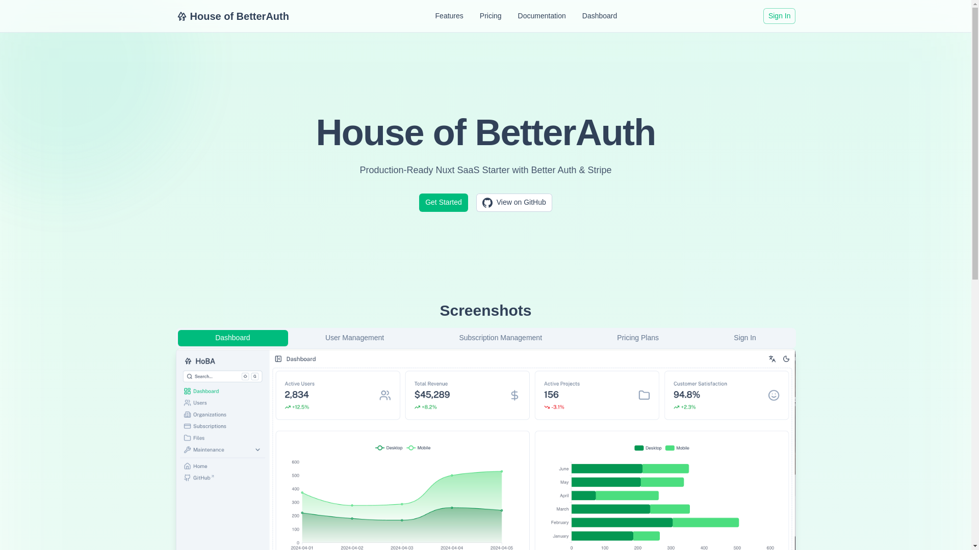 website screenshot of https://houseofbetterauth.com/