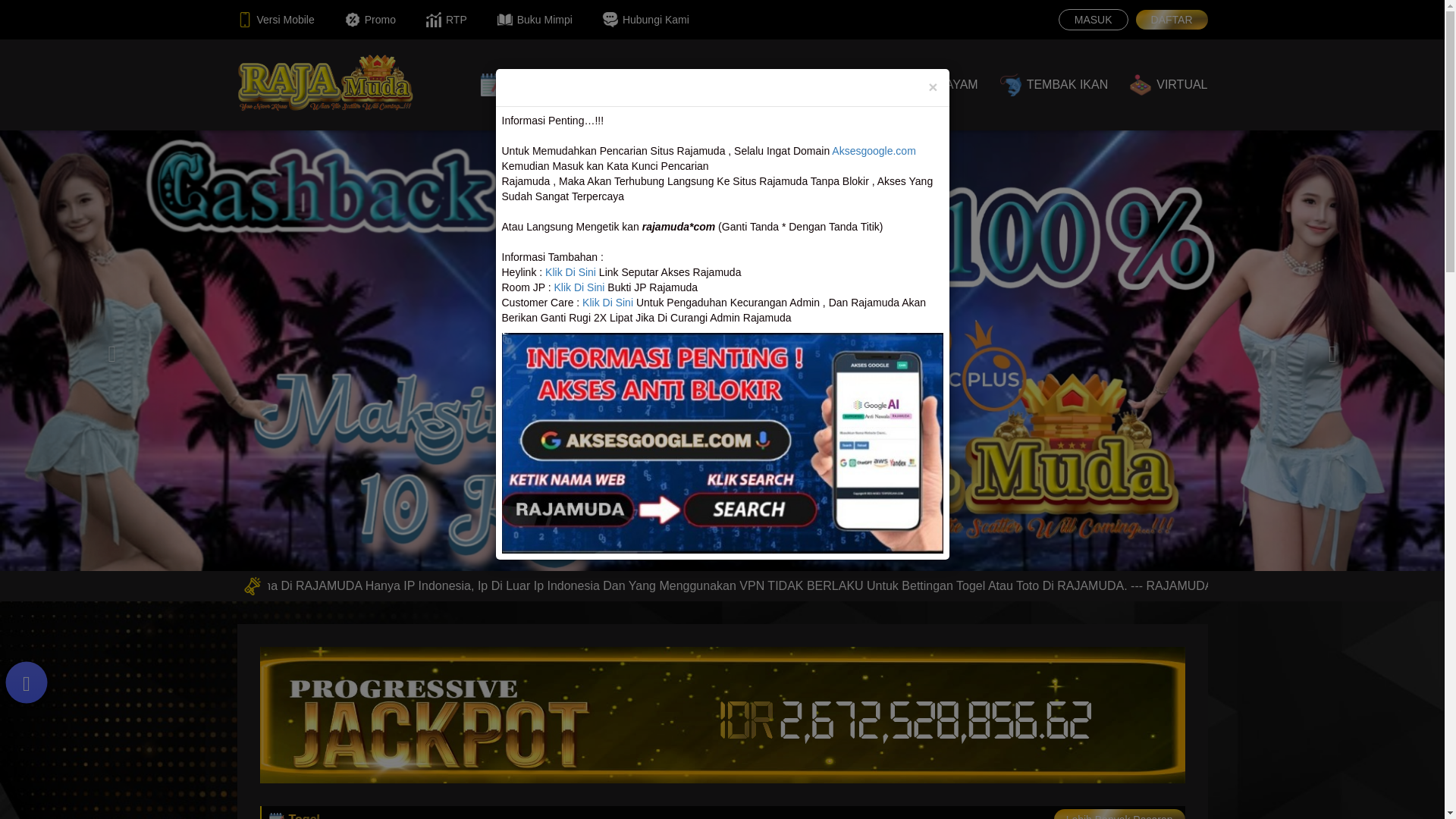 website screenshot of https://rajamuda6.pics/