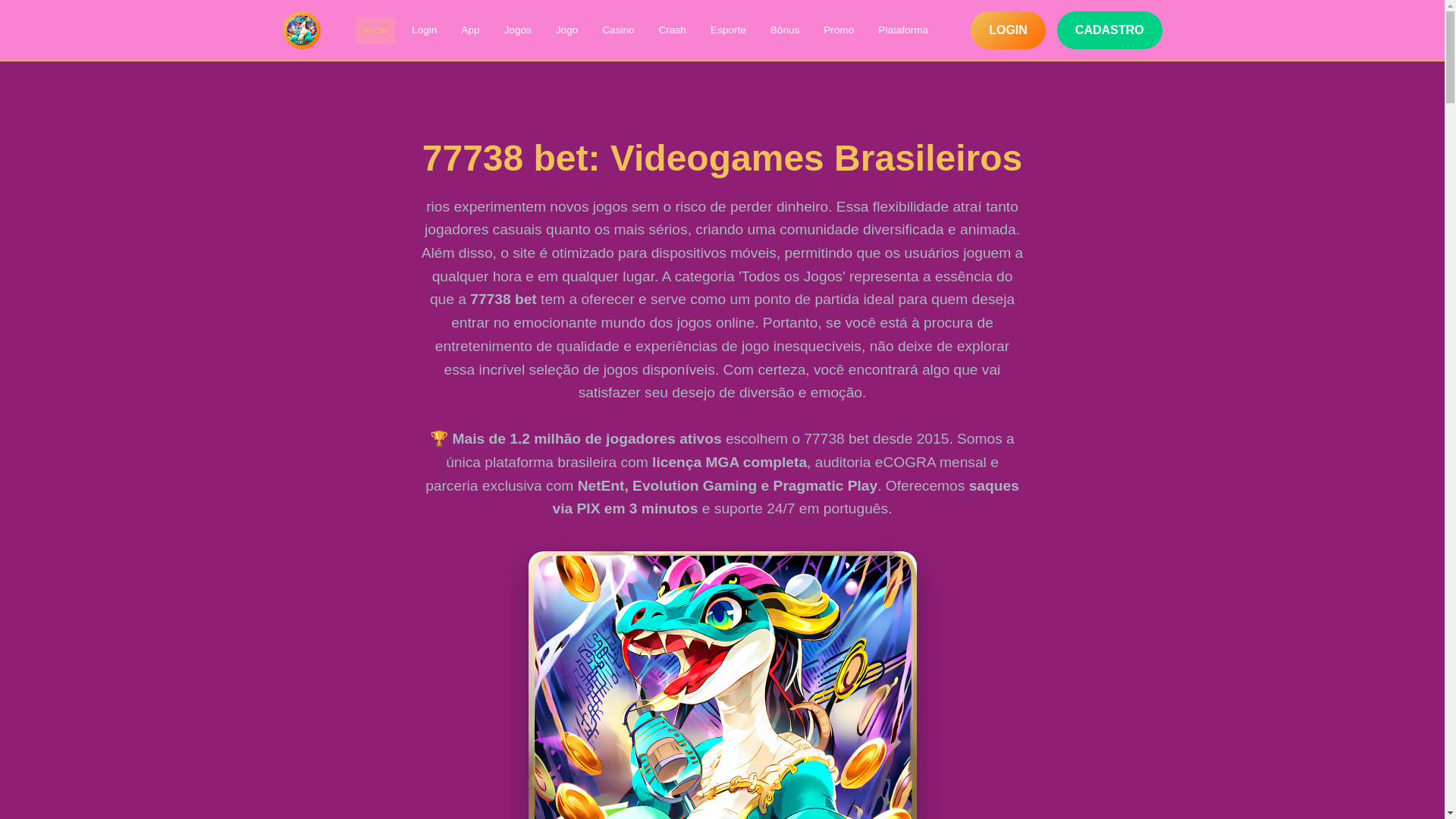 website screenshot of https://77738beta.com/