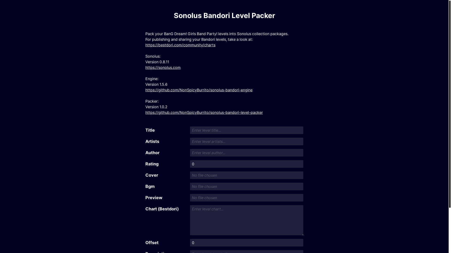 website screenshot of https://sonolus-bandori-level-packer.pages.dev/