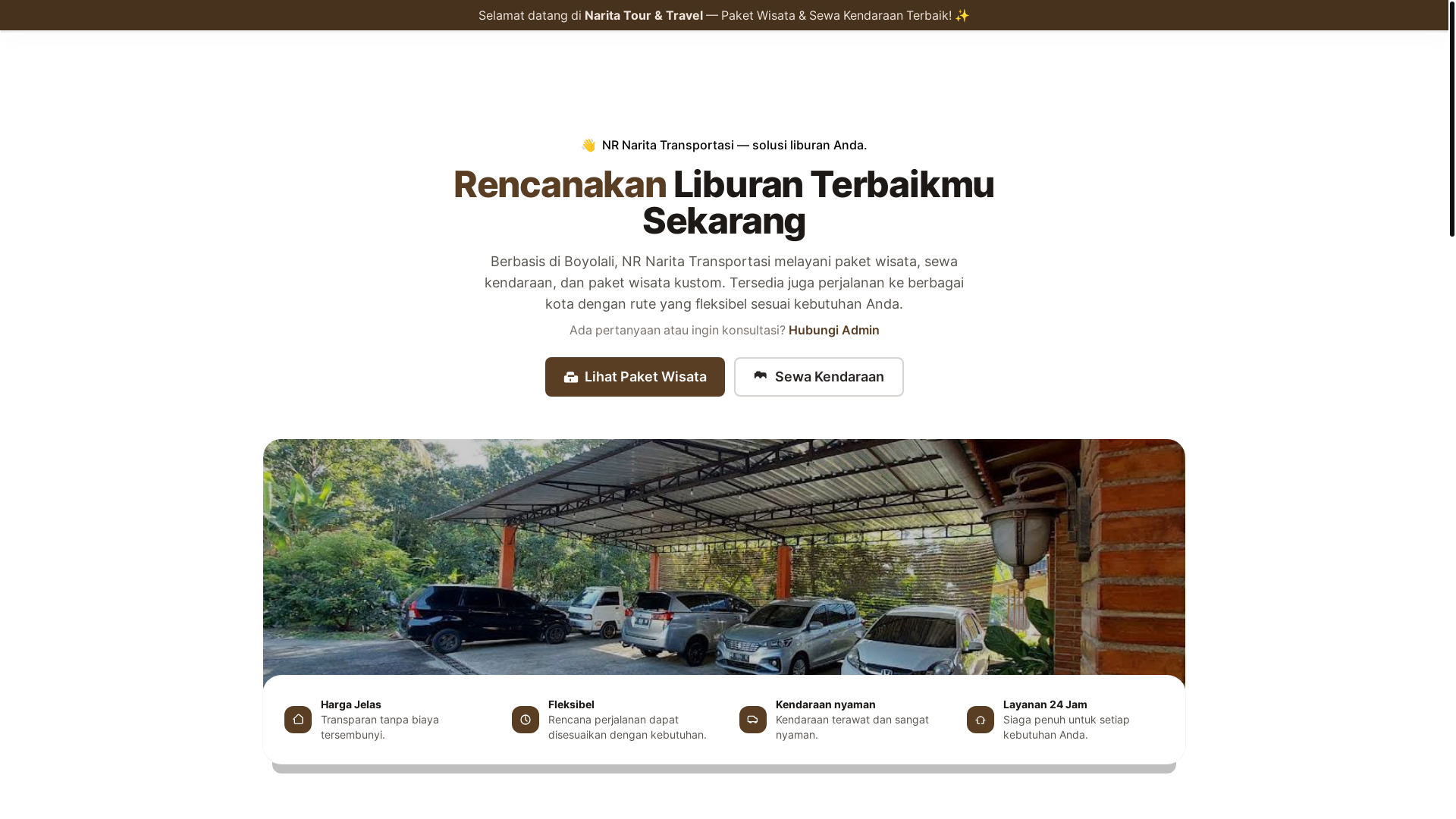 website screenshot of https://naritatranztour.com/