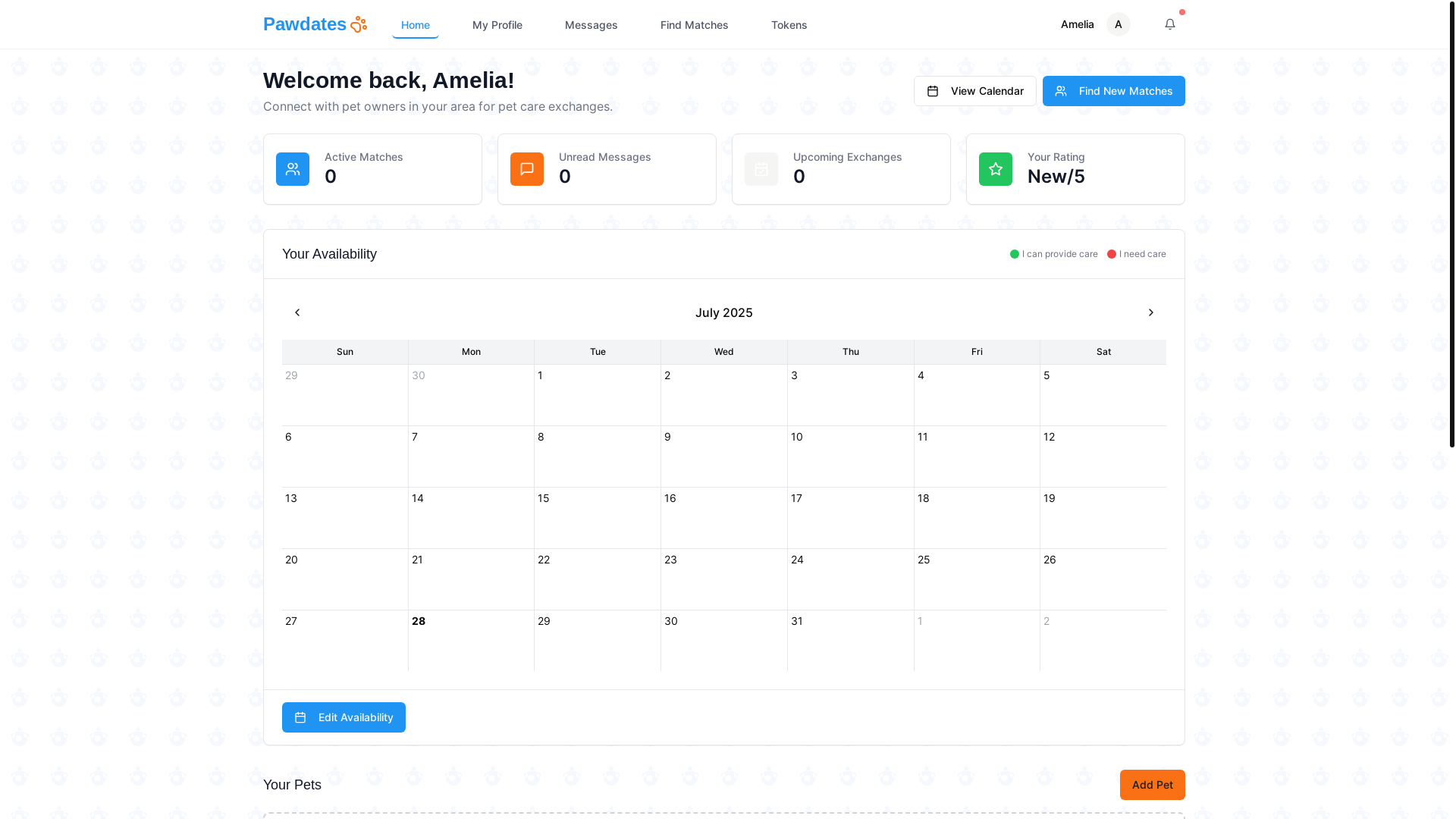 website screenshot of https://pawdates.online/